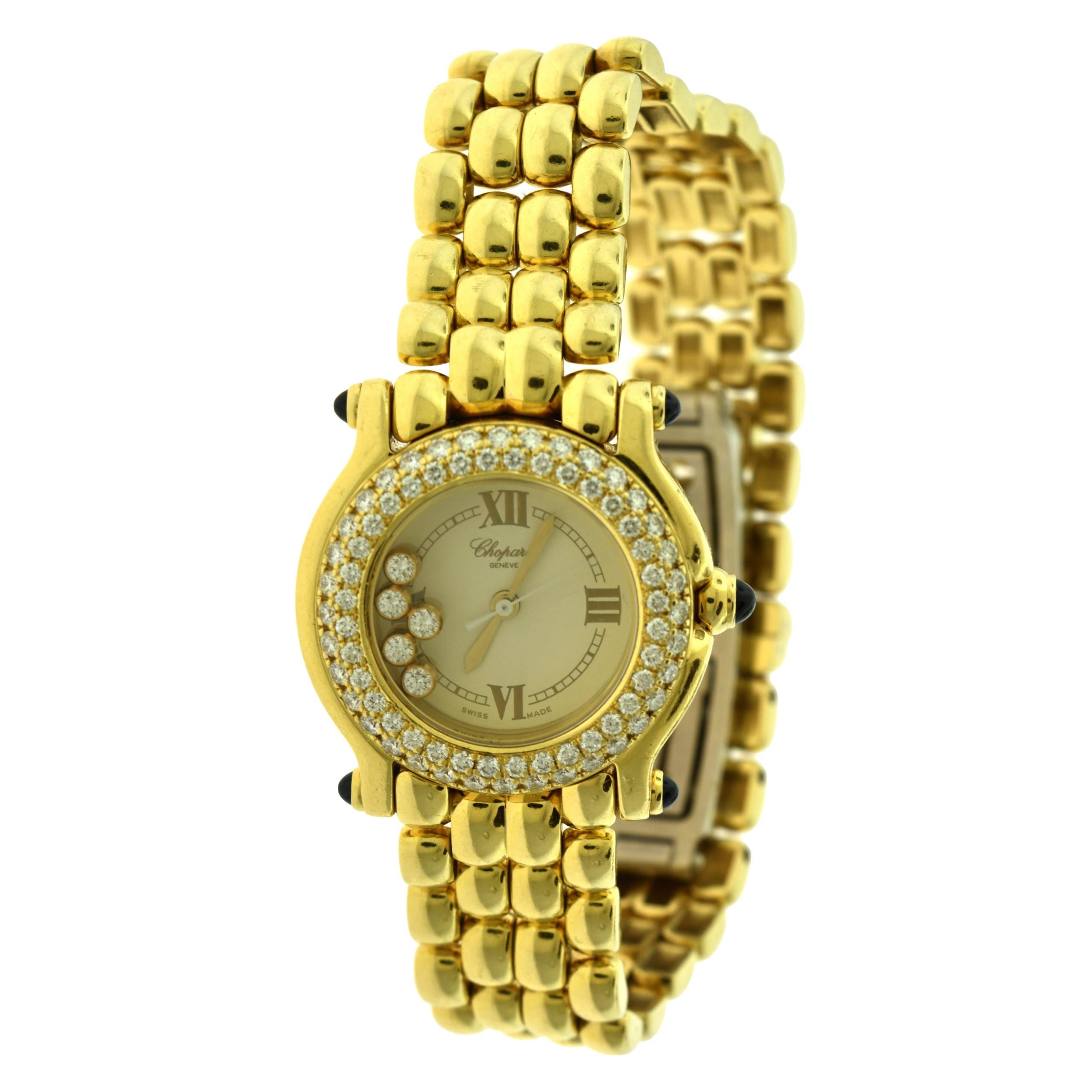 Chopard Happy Sport Ref. 276151-23 18 Karat Yellow Gold Diamond Watch