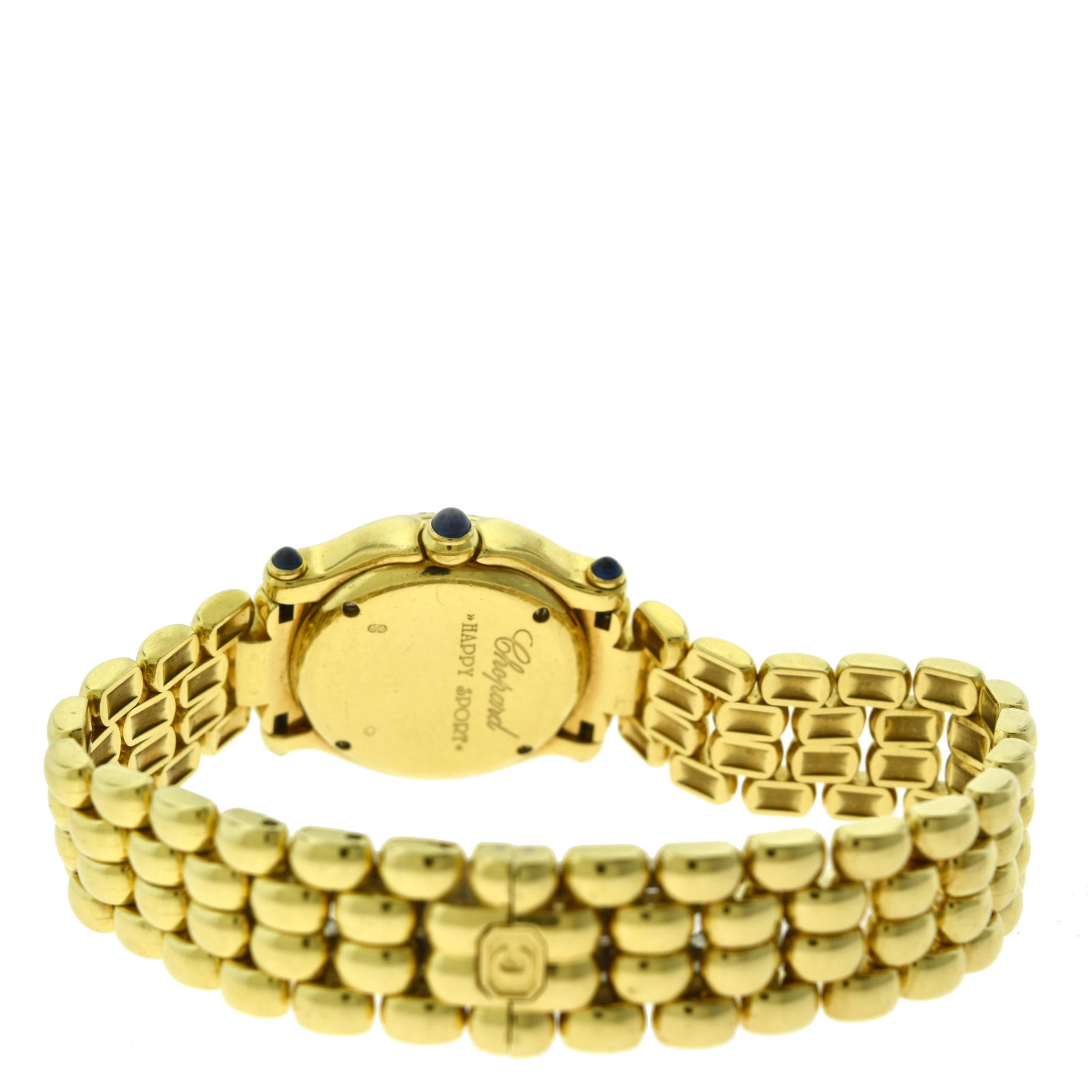 Women's or Men's Chopard Happy Sport Ref. 276151-23 18 Karat Yellow Gold Diamond Watch