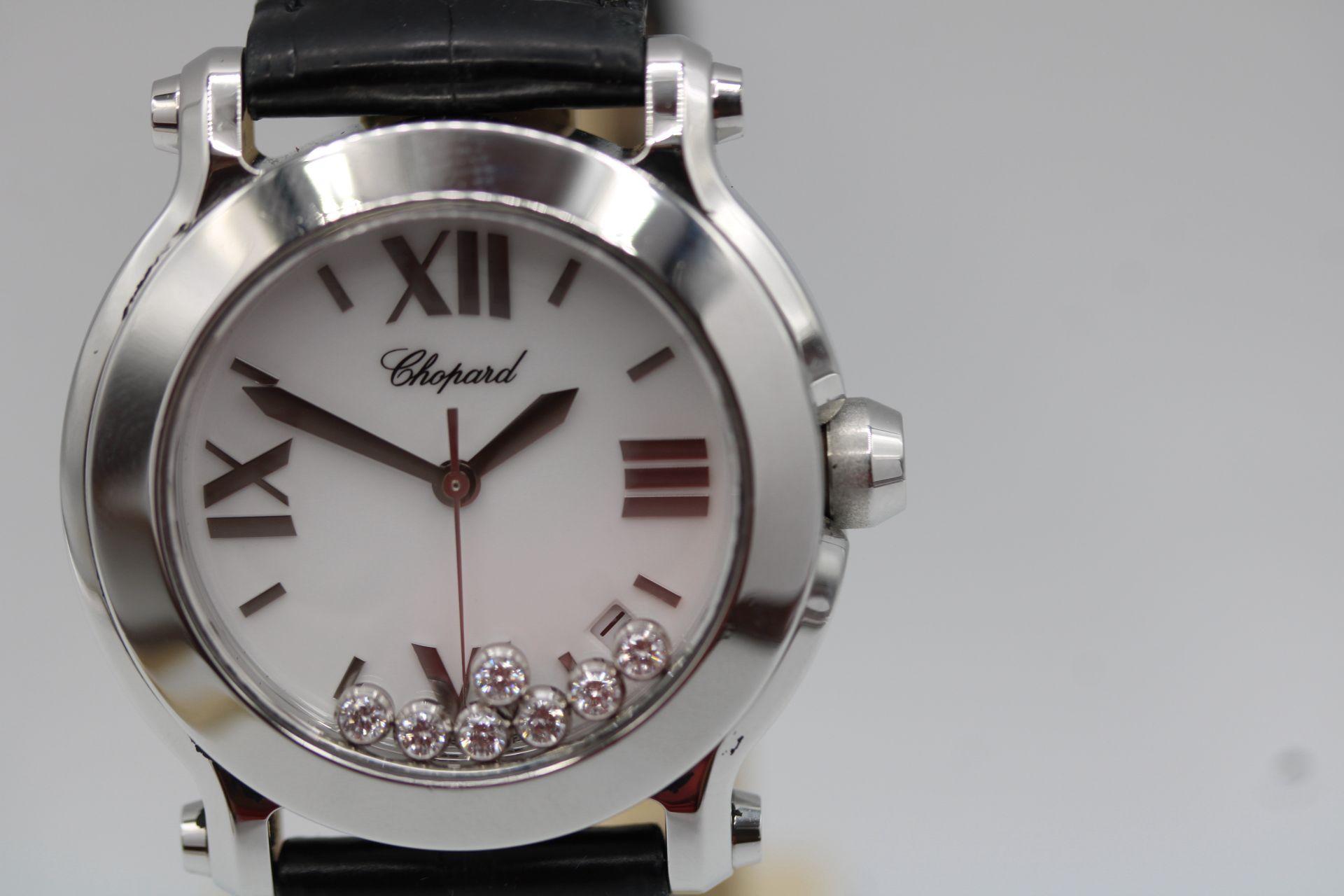 De las mujeres Chopard Happy Sport Ref. 8475 - 36mm - 3 Diamantes Flotantes - Juego Completo en venta