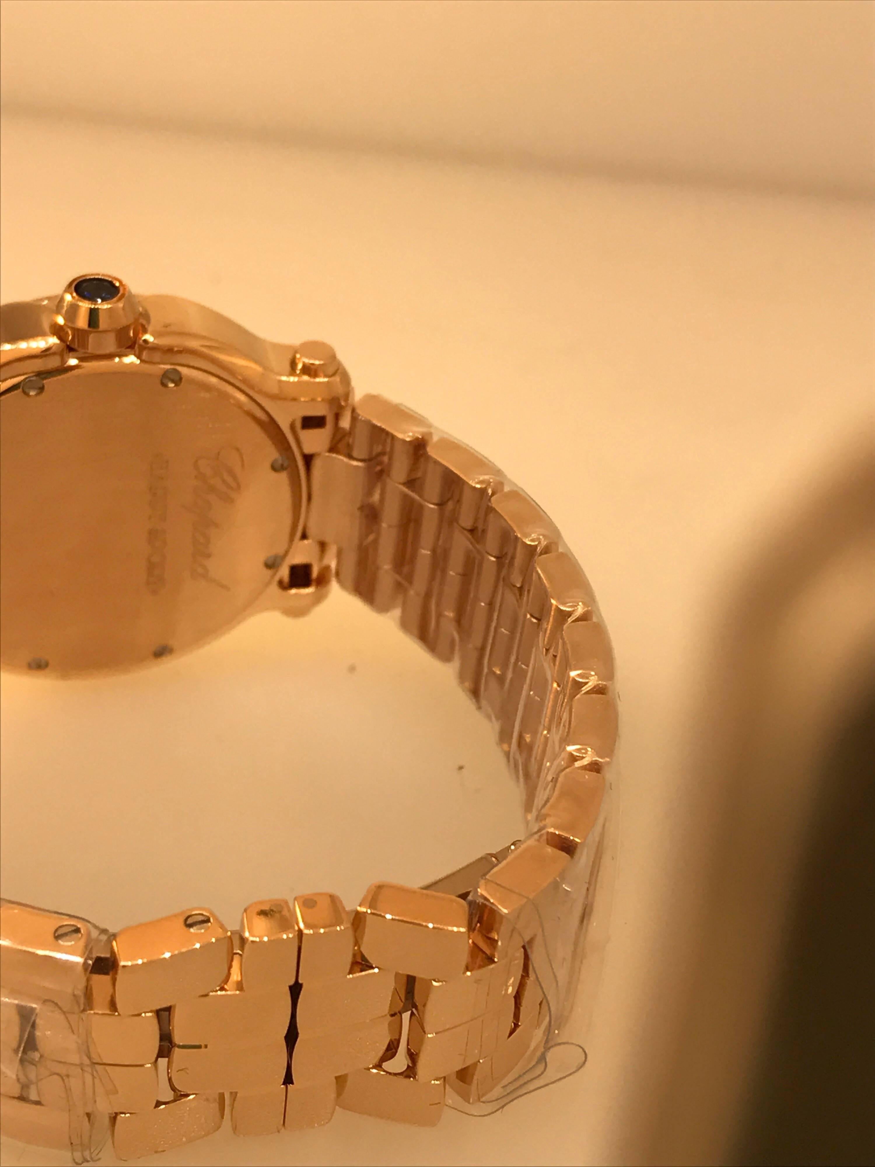 Chopard Happy Sport Rose Gold Diamond Bezel Bracelet Ladies Watch 277481-5002 For Sale 4