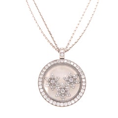 Chopard Happy Sport Snowflakes Pendant Double Strand Necklace in 18K White Gold
