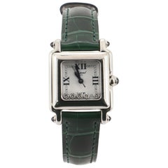 Chopard Happy Sport Square Quartz Watch Stainless Steel with Diamonds and Alliga