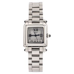 Chopard Happy Sport Square Quartz Watch Stainless Steel with Floating Diamonds