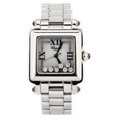 Chopard Happy Sport Square Quartz Watch Stainless Steel with Floating Diamonds 