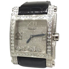 Chopard Happy Sport Square White Gold Pave Diamond Watch 28/3577 Brand New