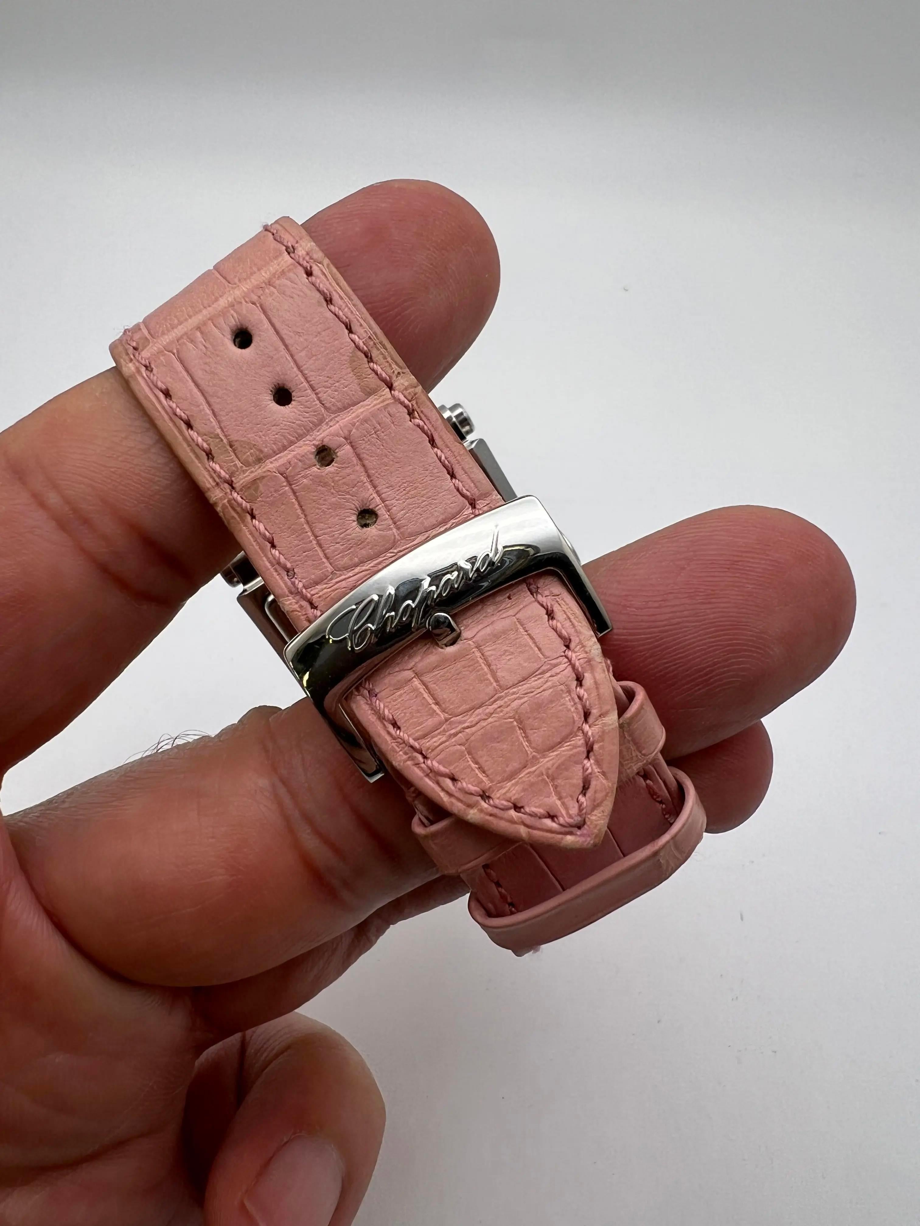 Chopard Happy Sport Square XL 35mm 18K Diamant Lünette MOP Zifferblatt Stahl 288448-2001 im Angebot 4