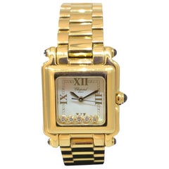 Used Chopard Happy Sport Square Yellow Gold White Dial Bracelet Ladies Watch 27/6581