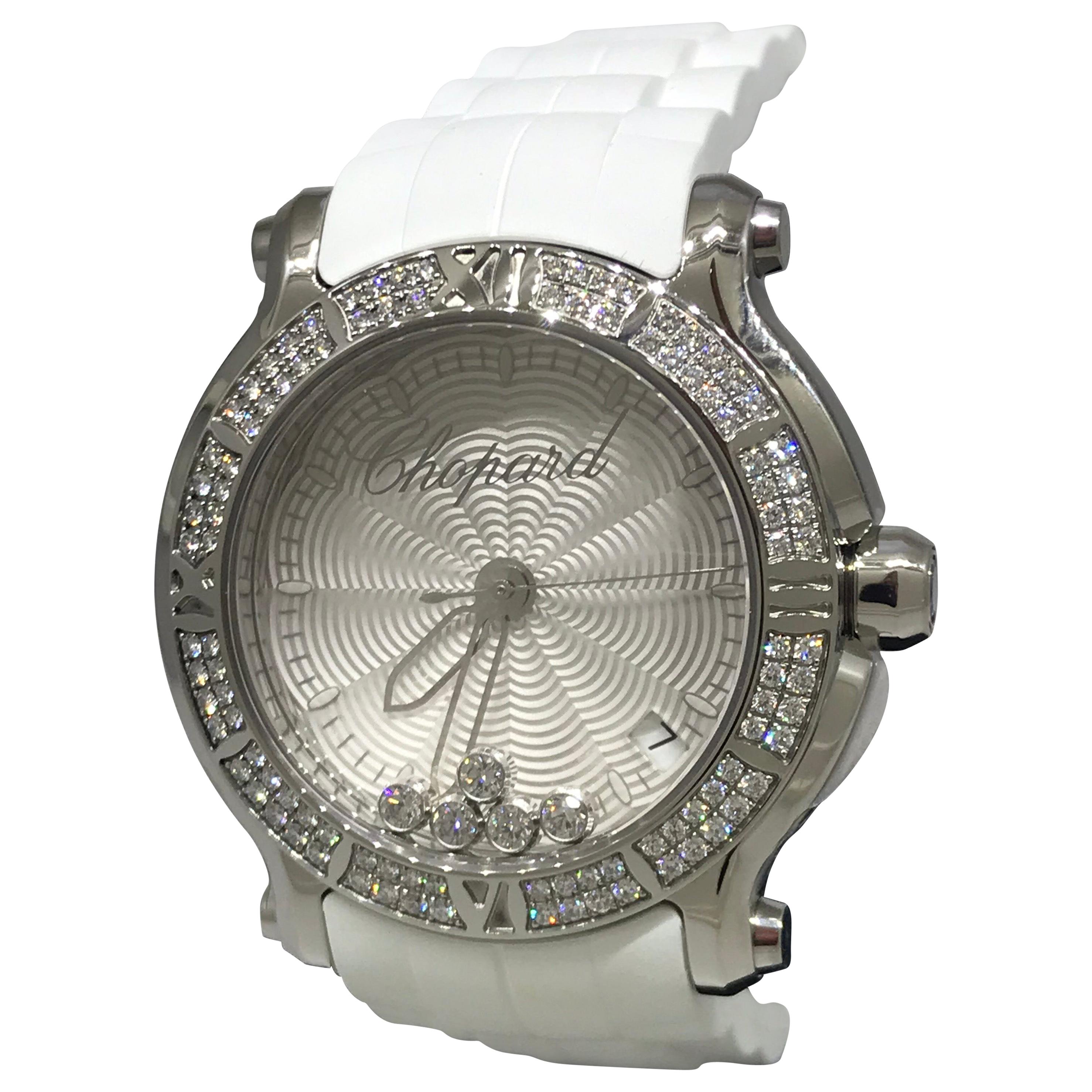 Chopard Happy Sport Stainless Steel Diamond Bezel Ladies Watch 27/8551