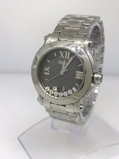 Chopard Happy Sport Stainless Steel Gray Dial Diamond Ladies Watch 27/8477 New