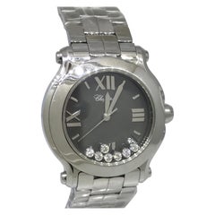 Chopard Happy Sport Stainless Steel Gray Dial Diamond Ladies Watch 27/8477 New