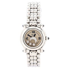 Chopard Montre Happy Sport Star & Moon ronde à quartz en acier inoxydable avec F