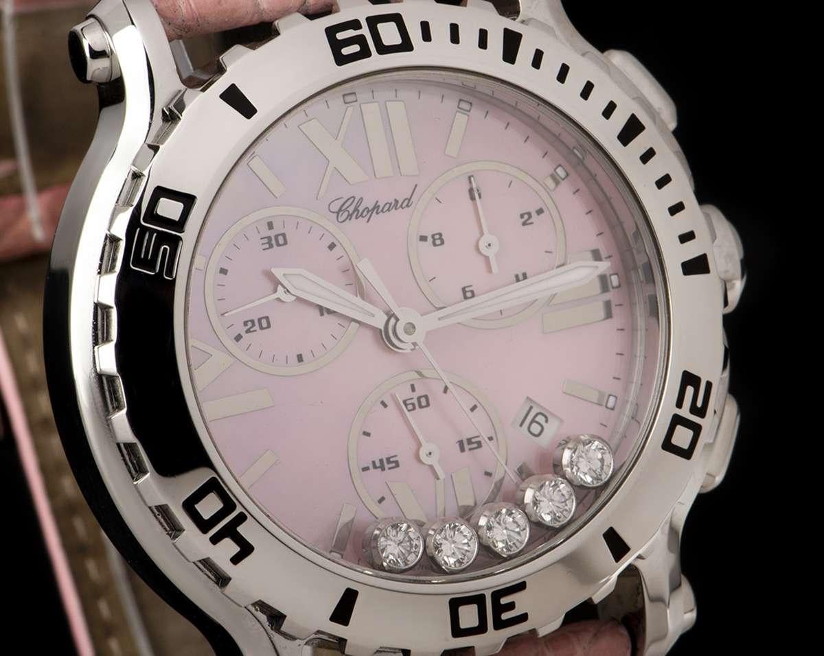 Chopard Happy Sport Steel Mother of Pearl Dial 288499-3012 Quartz Watch In Good Condition In London, GB
