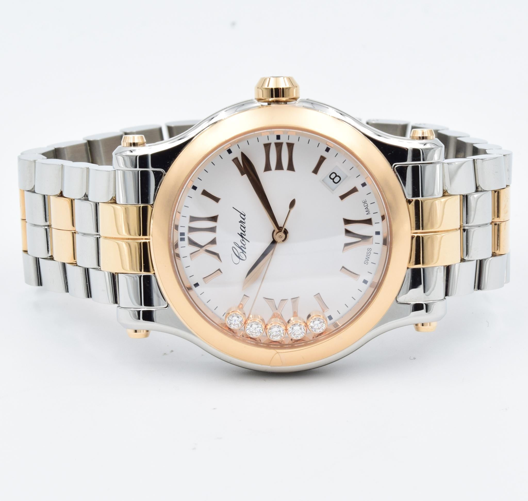 Chopard Happy Sport Two-Tone with Happy Diamonds 278582-6002 In New Condition In Carmel, IN