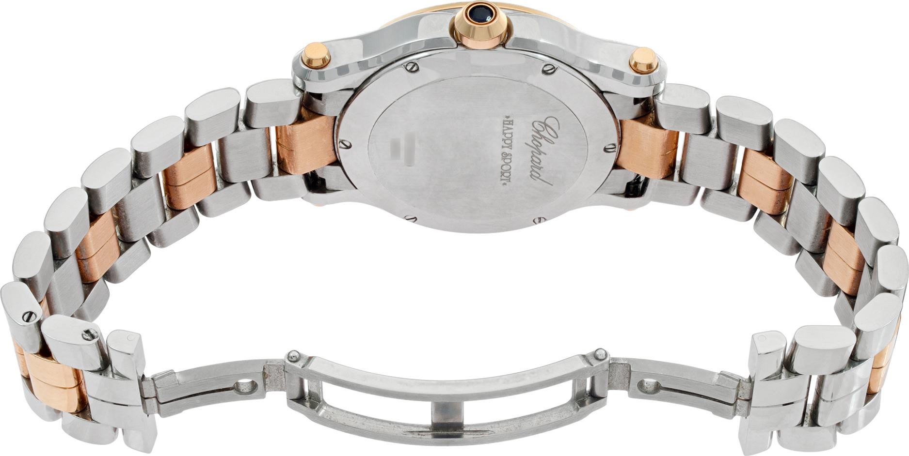 Women's Chopard Happy Sport w/ Floating Diamonds Gold & Quartz Wristwatch – Ref. 8582 For Sale
