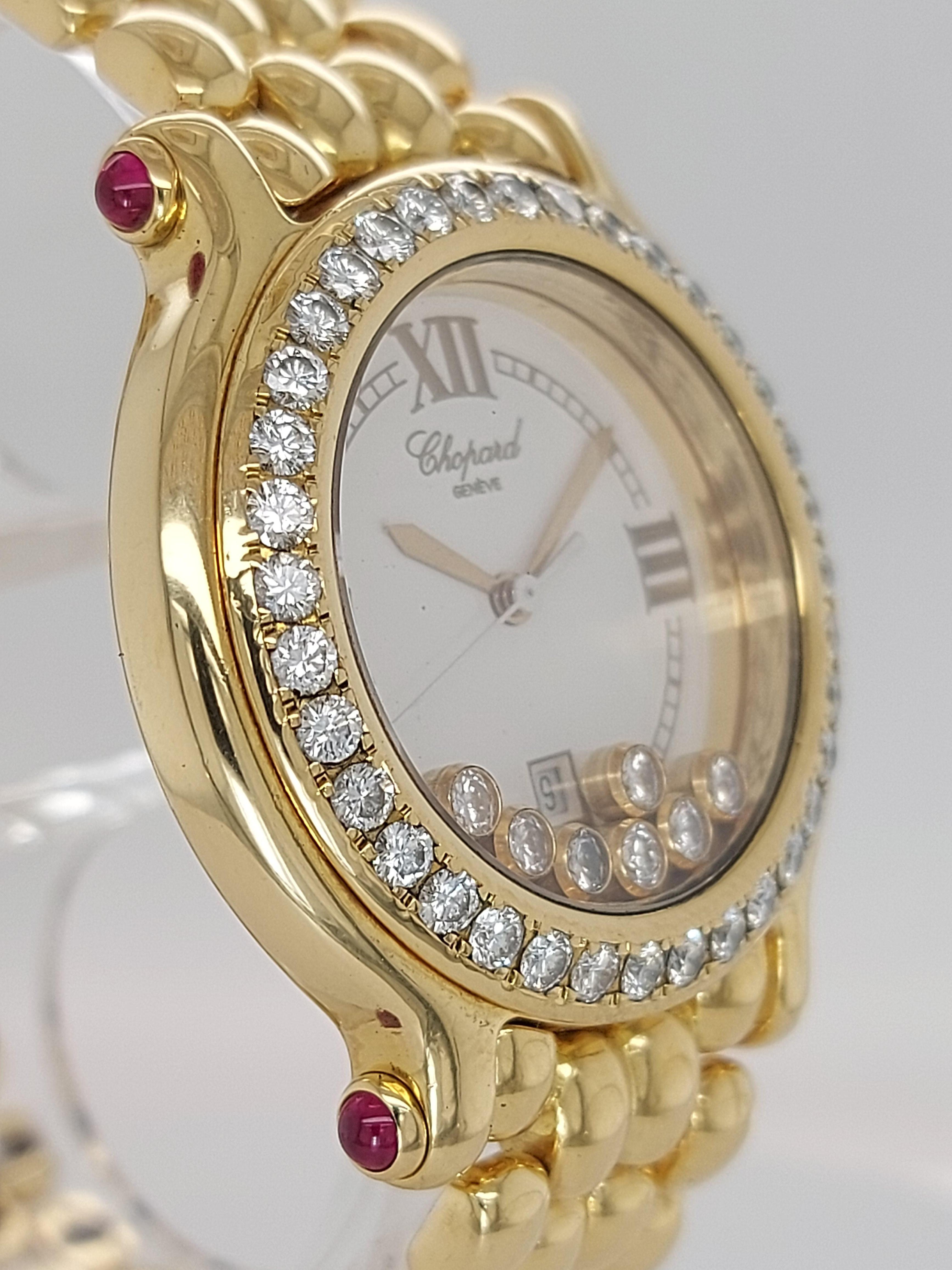 Chopard Happy Sport Watch Yellow Gold Bracelet 27/6137-21 White Dial, Diamonds 5