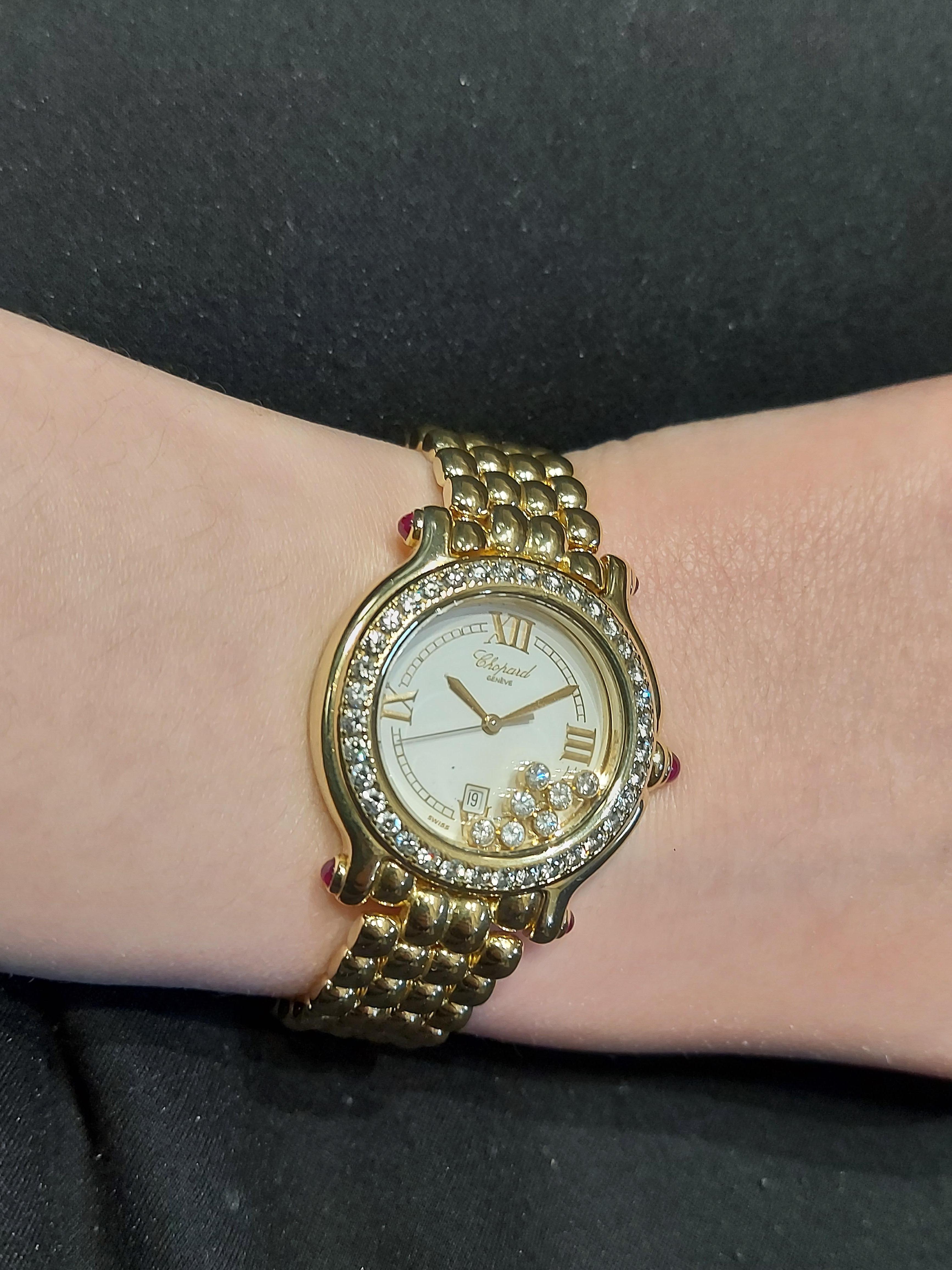 Chopard Happy Sport Watch Yellow Gold Bracelet 27/6137-21 White Dial, Diamonds 9