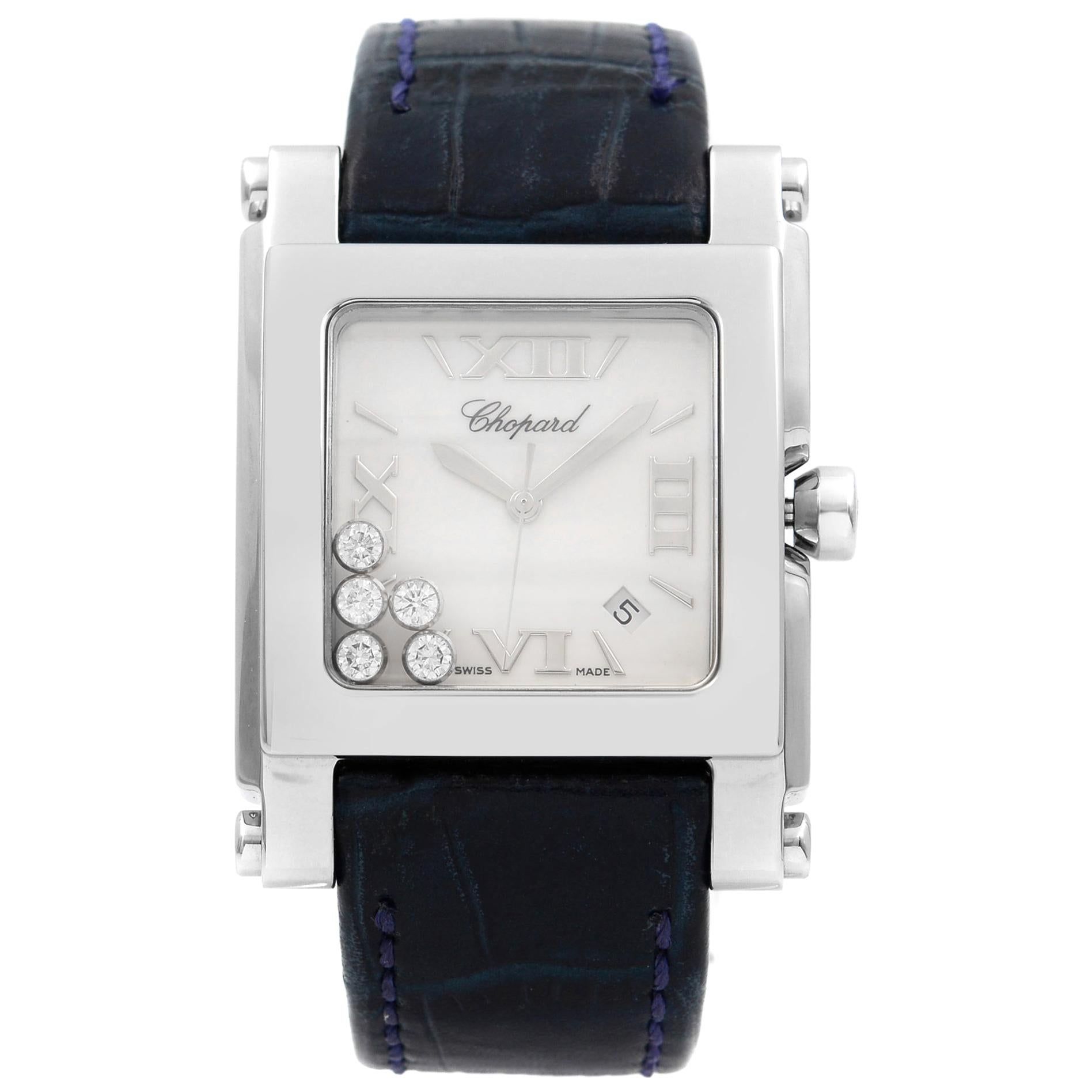 Chopard Happy Sport White Enamel Diamond Dial Steel Ladies Quartz Watch 28/8447