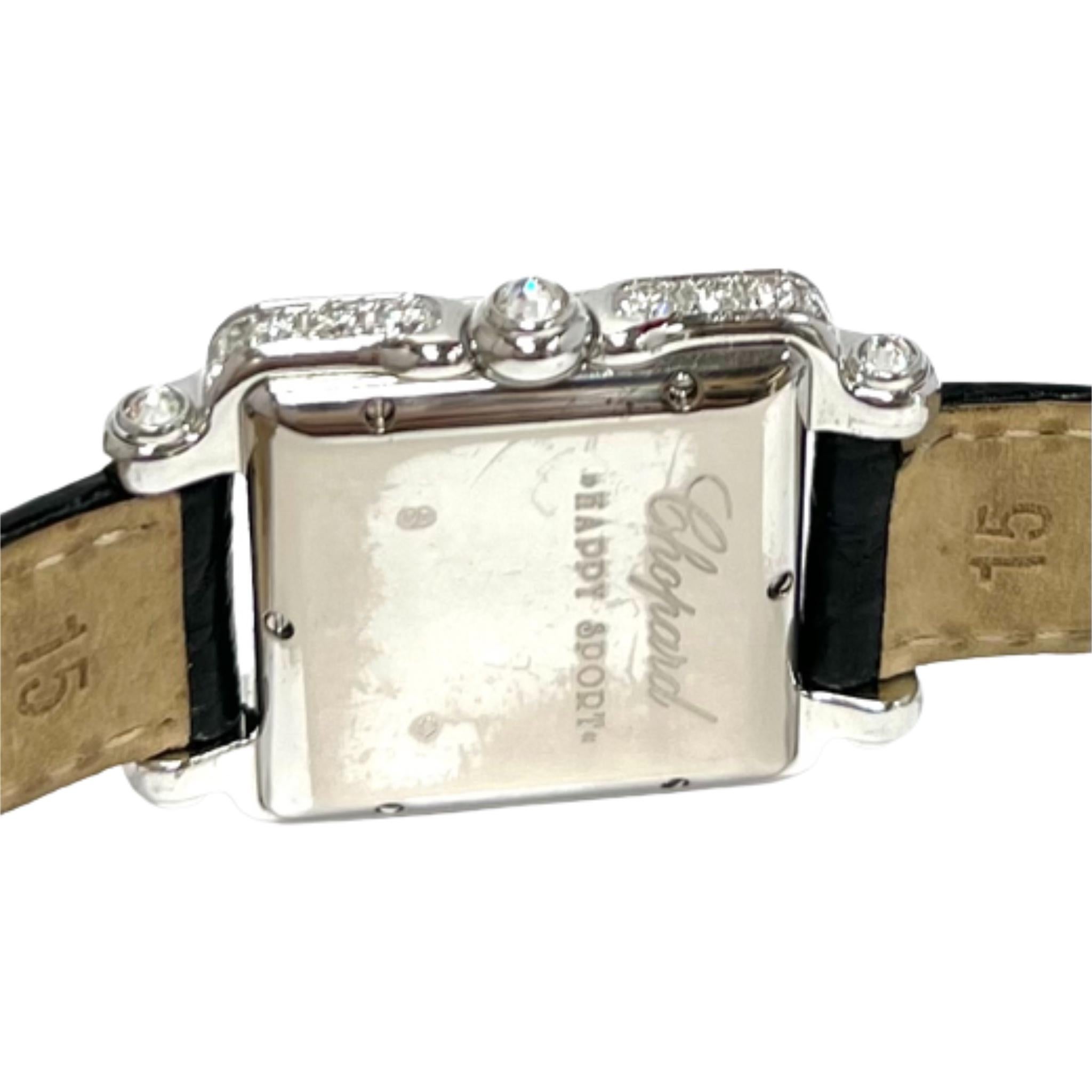 Brilliant Cut Chopard Happy Sport White Gold Diamond Watch For Sale