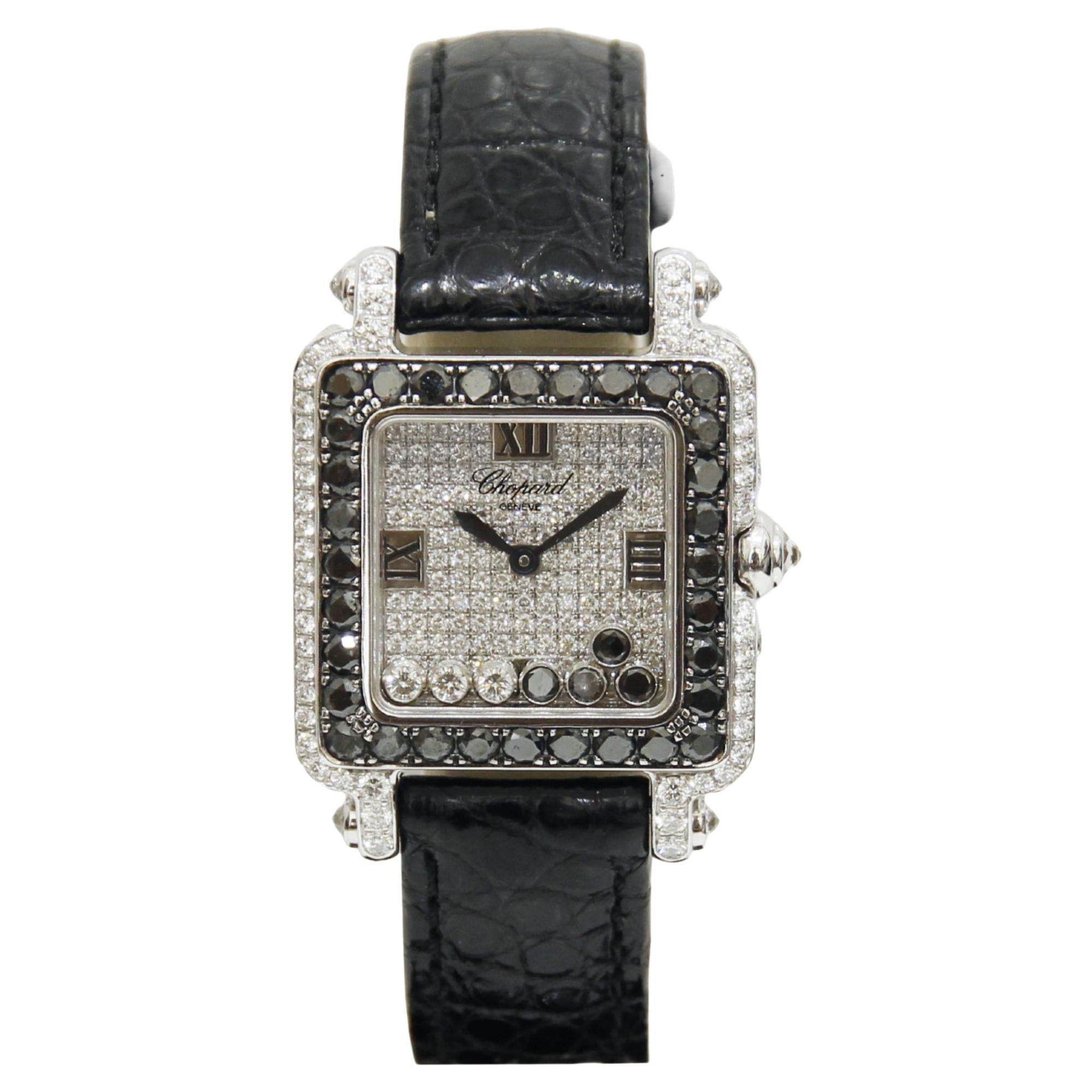 Chopard Happy Sport White Gold Diamond Watch For Sale