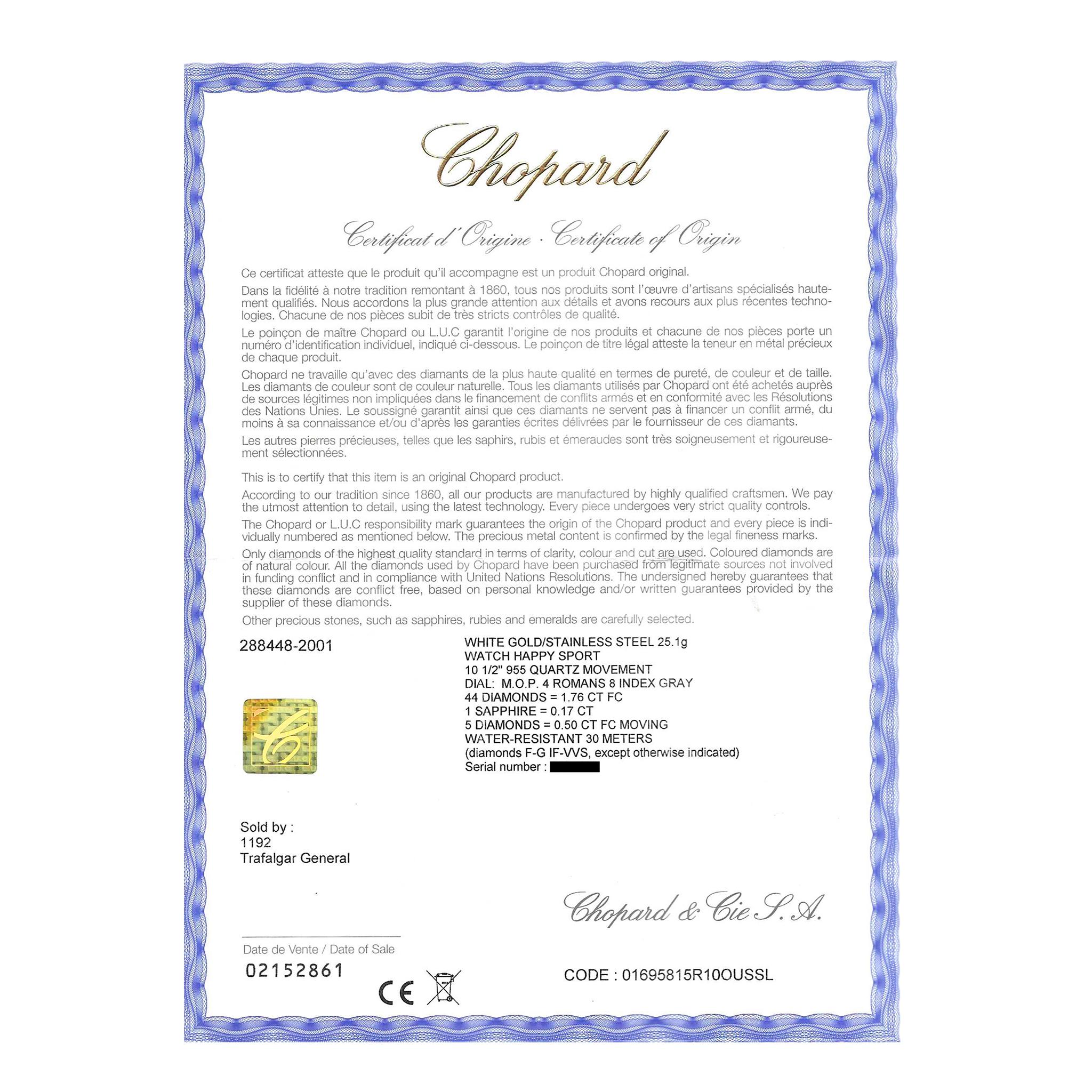 Chopard Happy Sport XL 288448-2001 Diamant-Edelstahluhr aus Perlmutt 5
