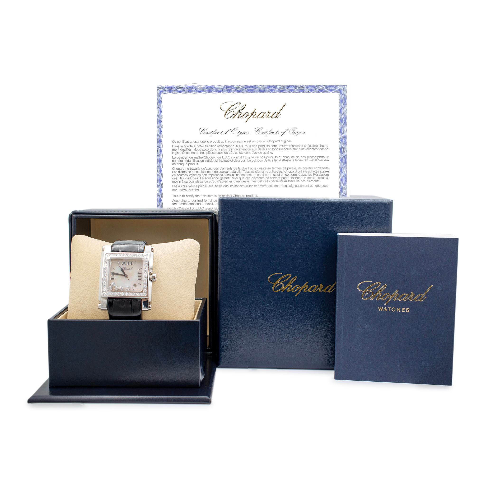 Chopard Happy Sport XL 288448-2001 Diamond Mother of Pearl Stainless Steel Watch For Sale 4