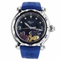 Chopard Happy Sports Fish Steel Watch 8347 Pave Sapphires and Ruby Fish