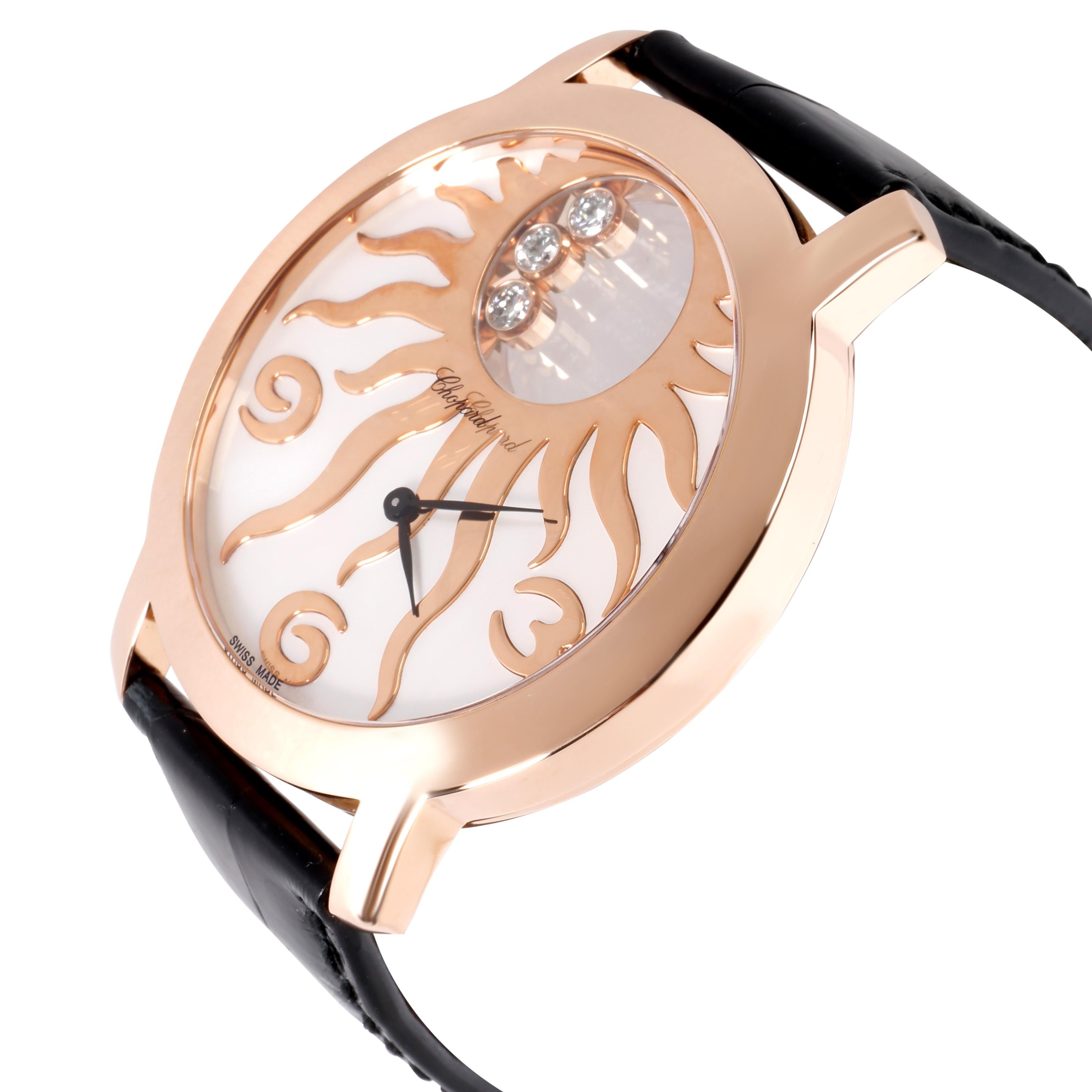 Chopard Happy Sun 207469 Unisex Watch in 18 Karat Rose Gold In Excellent Condition In New York, NY