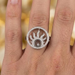 Chopard Happy Sun Collection Diamond Pavé Cocktail Ring in 18k White Gold