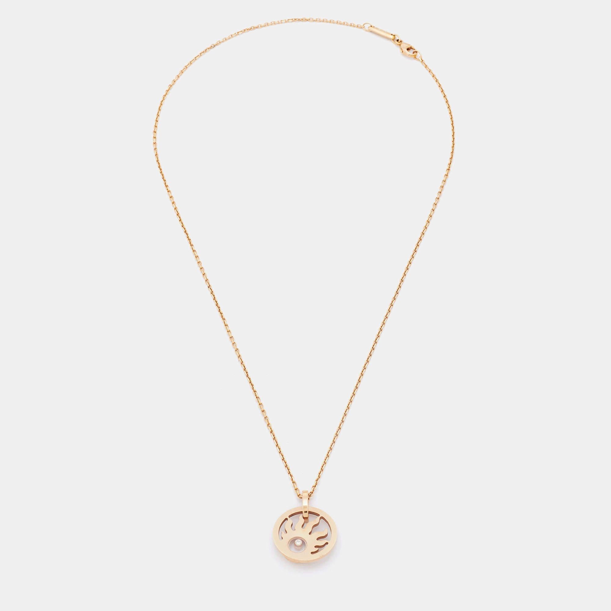 Chopard Happy Sun Diamond 18k Rose Gold Pendant Necklace 1