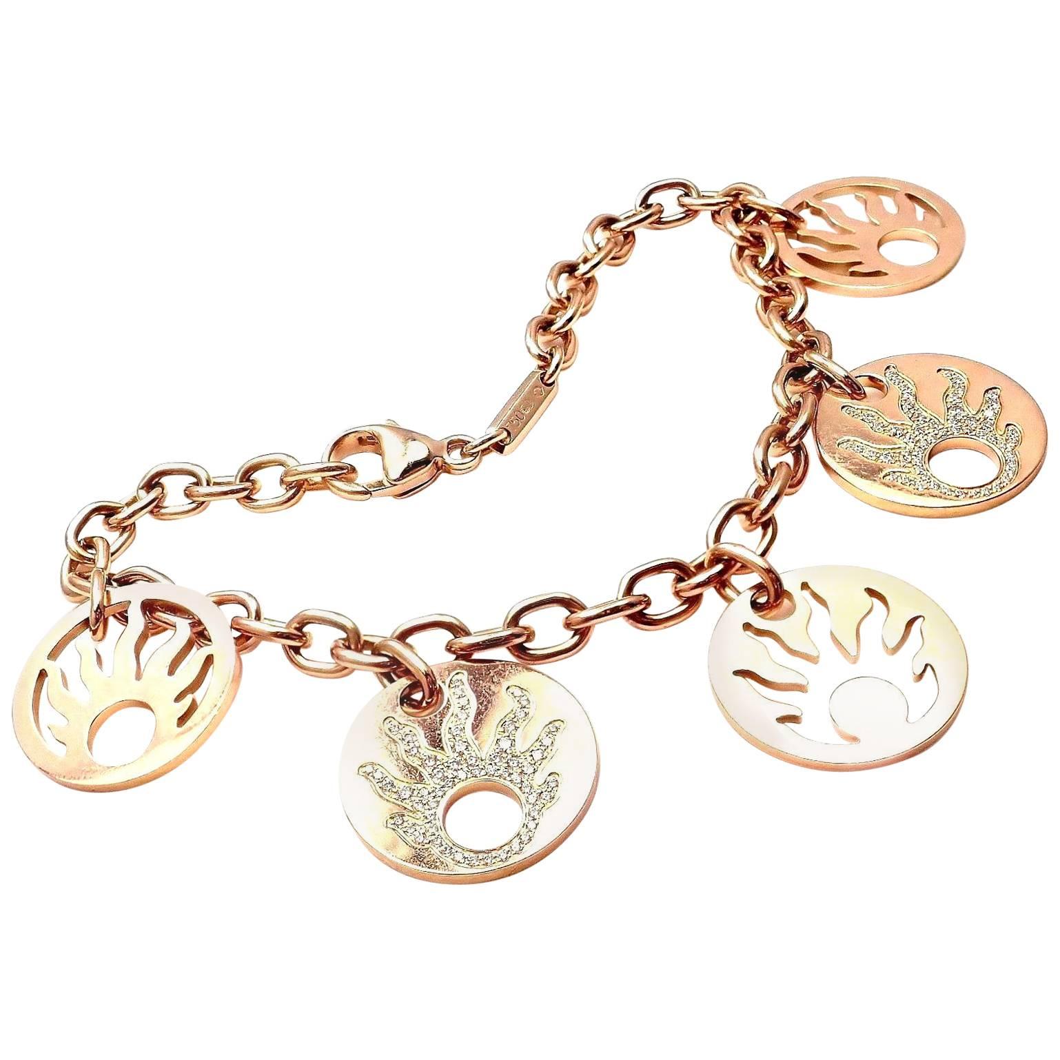 Chopard Happy Sun Diamond Five Charm Rose Gold Link Bracelet