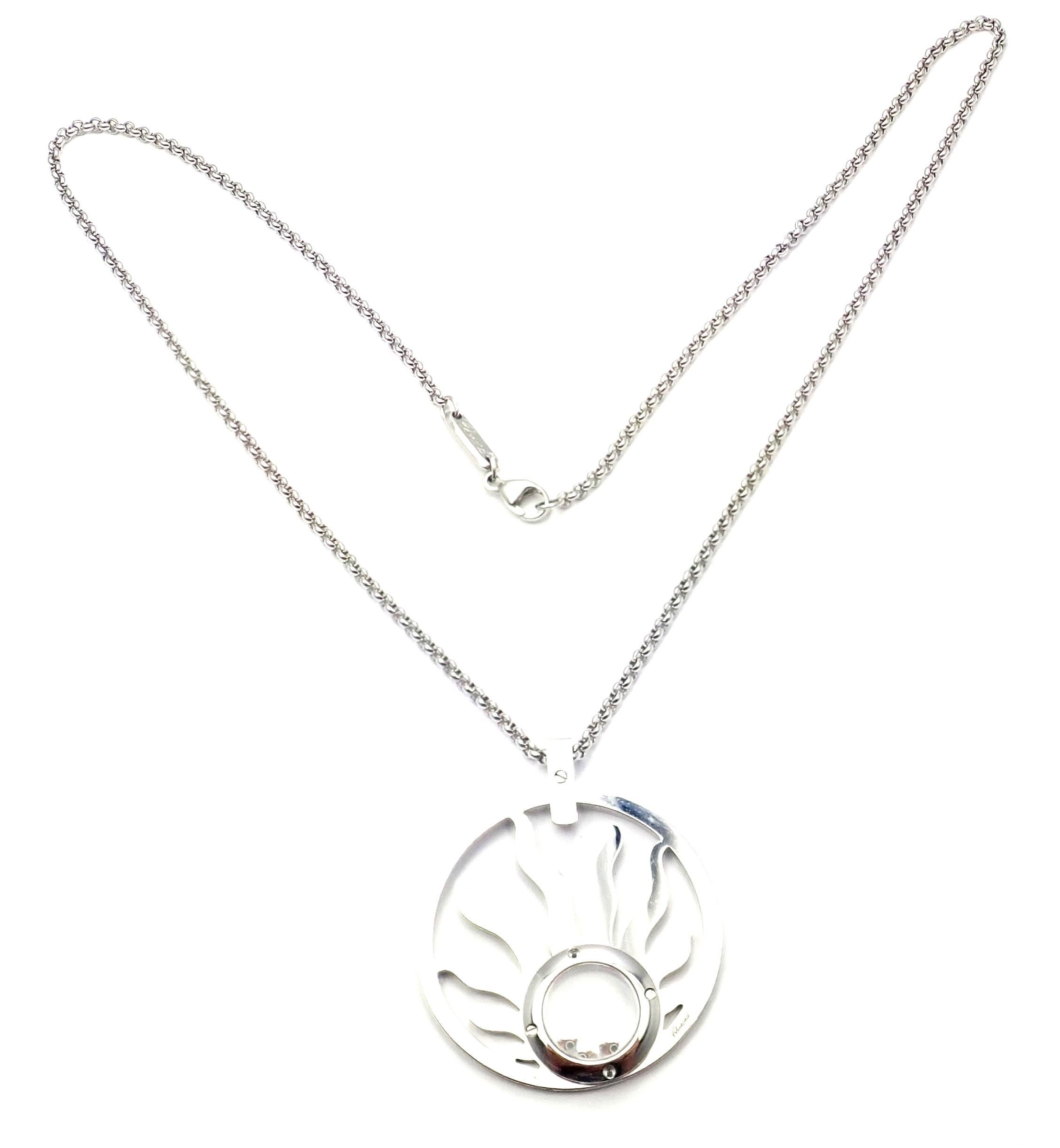 Grand collier pendentif Chopard Happy Sun en or blanc et diamants Unisexe en vente