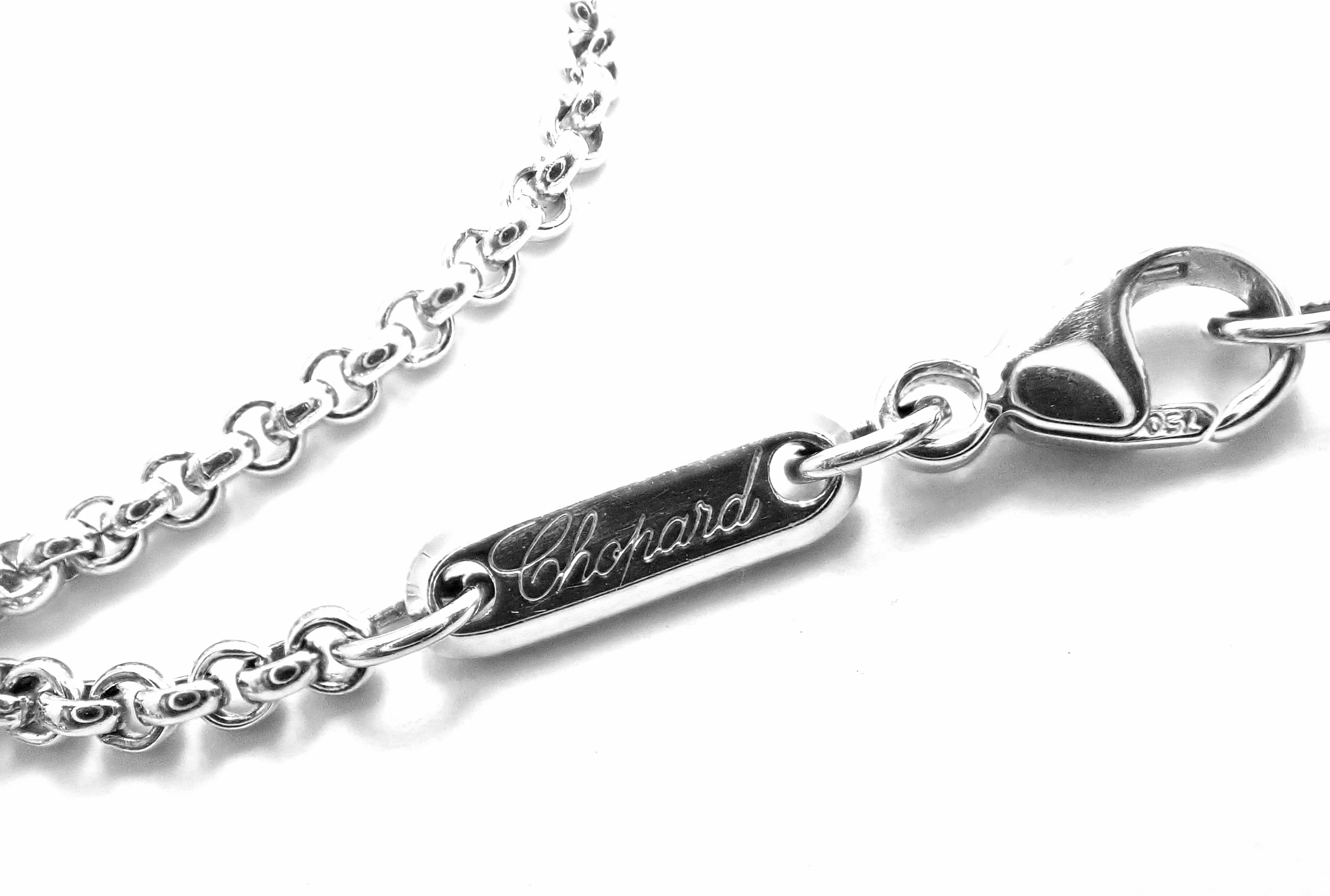 Women's or Men's Chopard Happy Sun Diamond Large White Gold Pendant Necklace For Sale