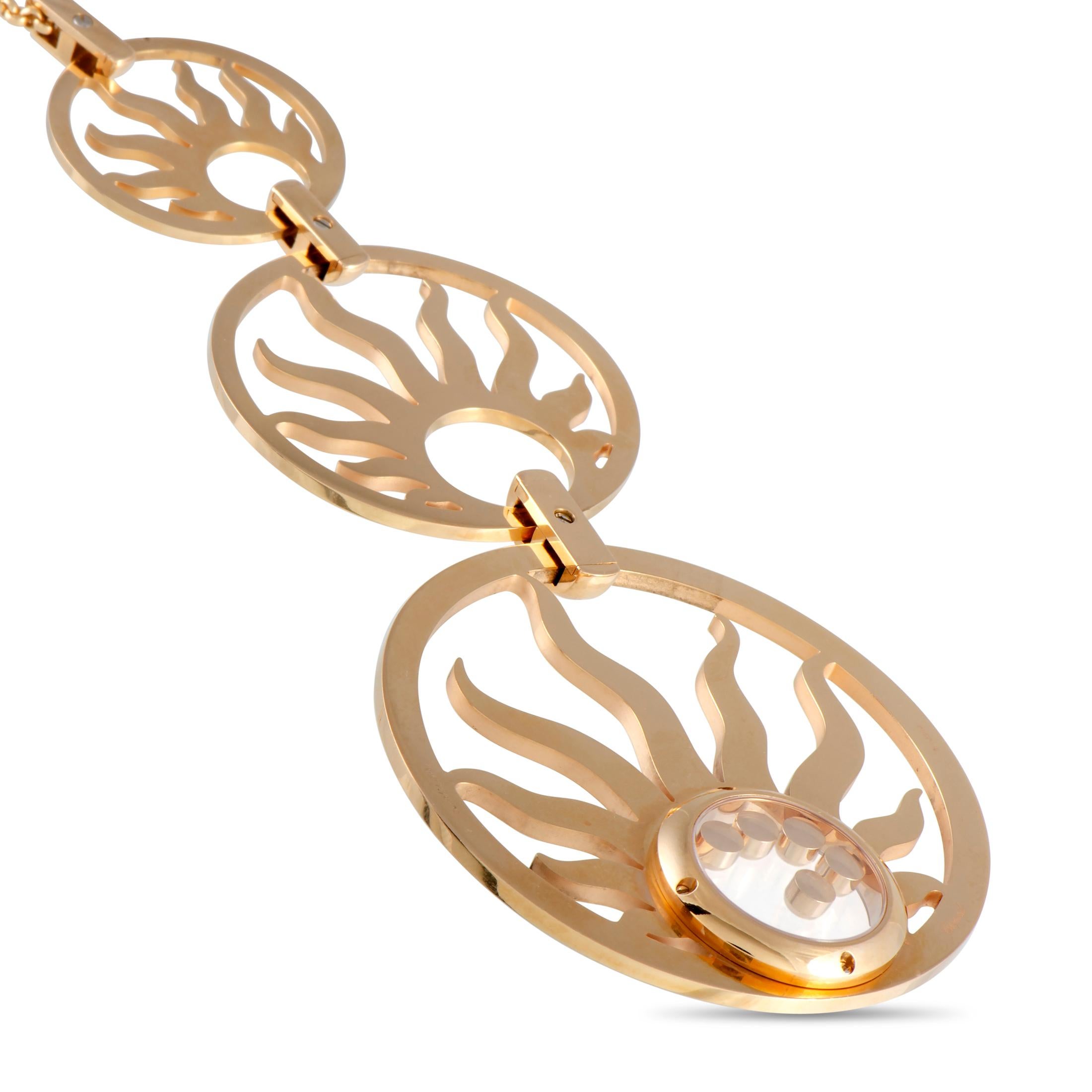 Women's Chopard Happy Sun Diamond Rose Gold Triple Circle Pendant Necklace