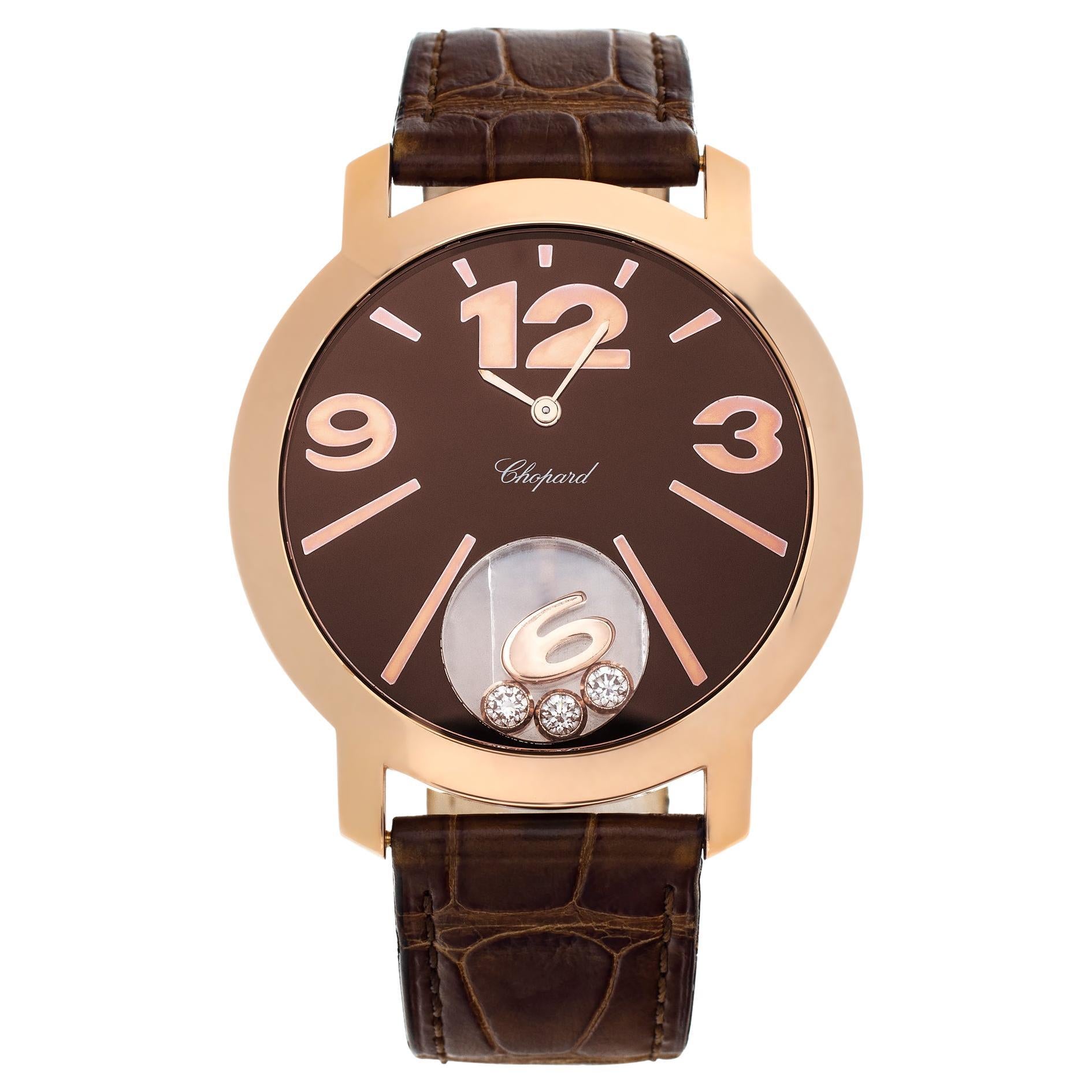 Chopard Happy Sun in 18k Rose Gold 4176 Brown Dial 40mm Quartz Watch For Sale