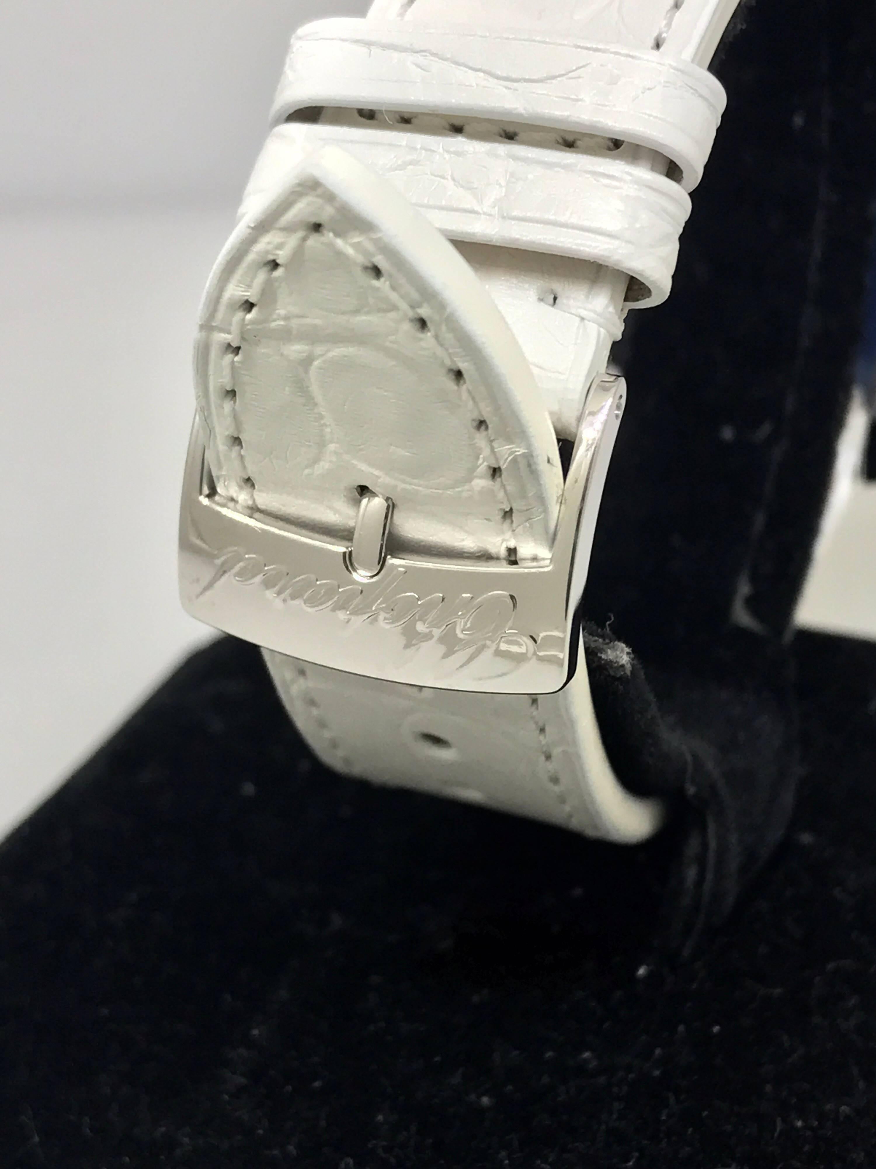 Chopard Happy Sun White Gold and Diamond Leather Band Ladies Watch 20/7470 New For Sale at 1stdibs