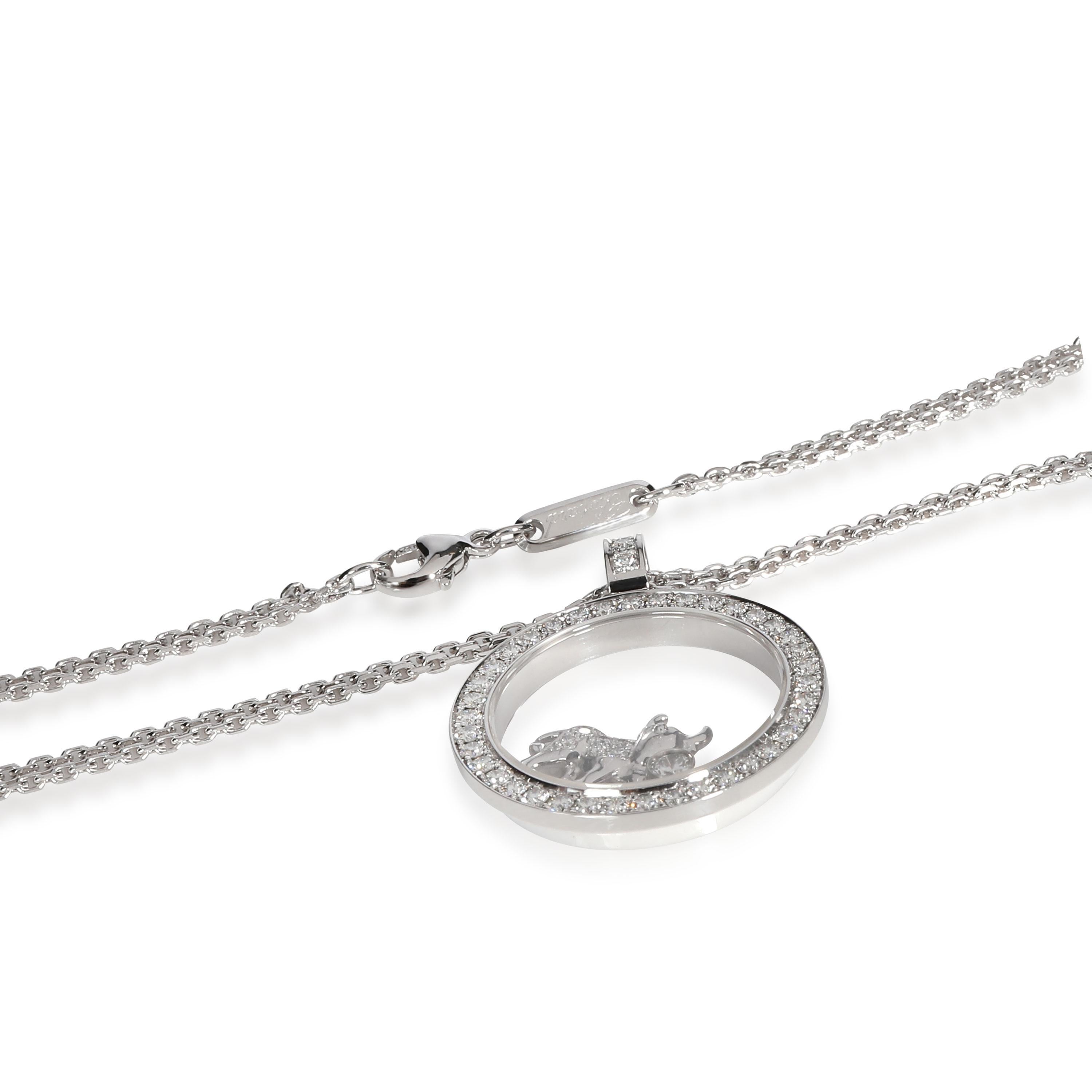 Modern Chopard Happy Zodiac Taurus Diamond Necklace in 18K White Gold 1.4 CTW