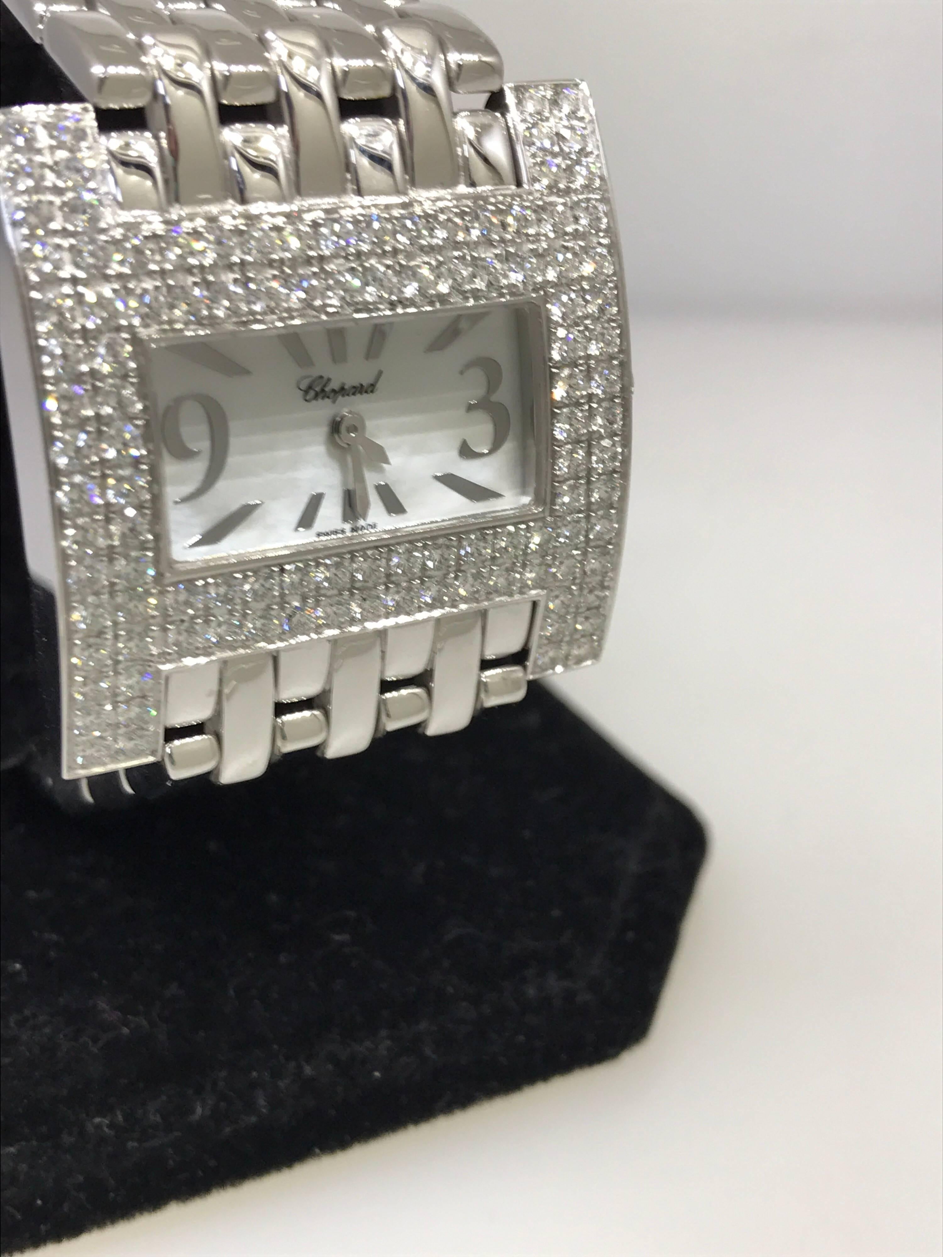 Women's Chopard Haute Horlogerie White Gold Diamond White Dial Bracelet Ladies Watch For Sale