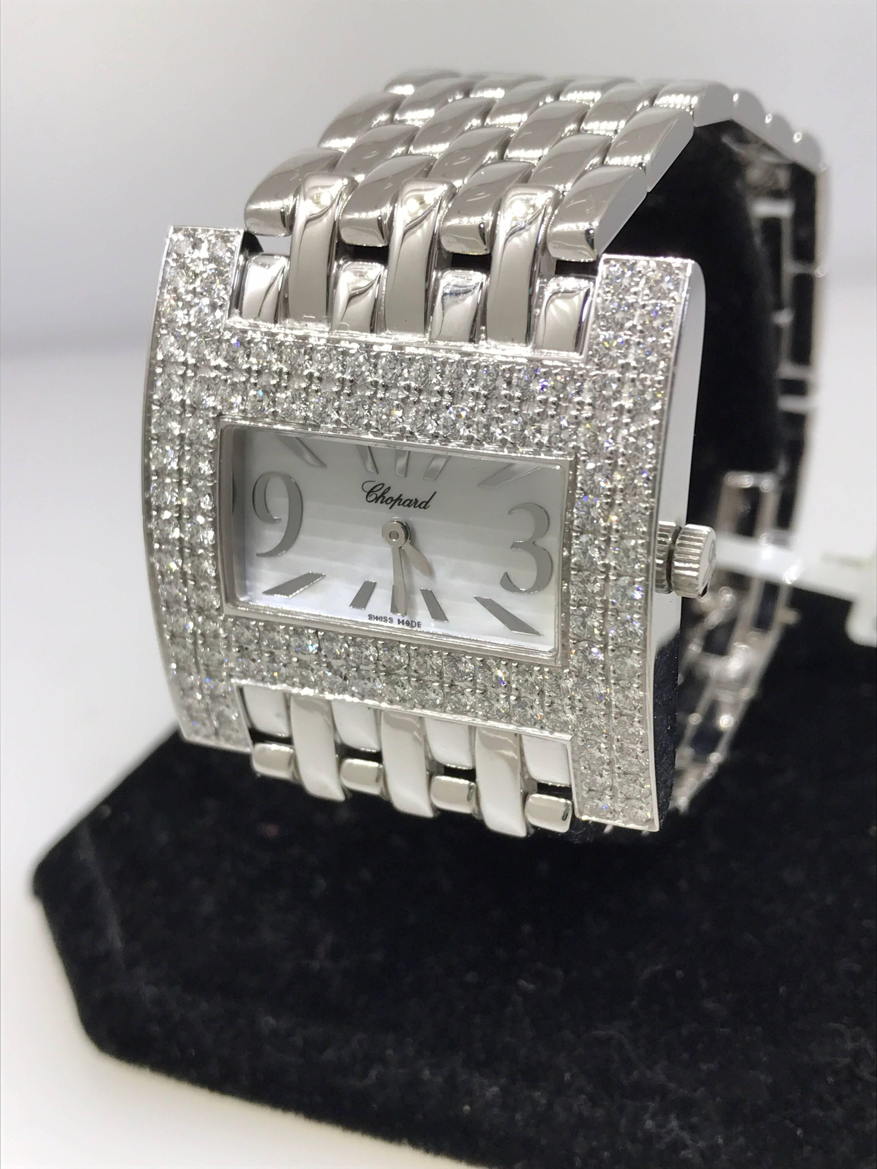 Chopard Haute Horlogerie White Gold Diamond White Dial Bracelet Ladies Watch For Sale 2
