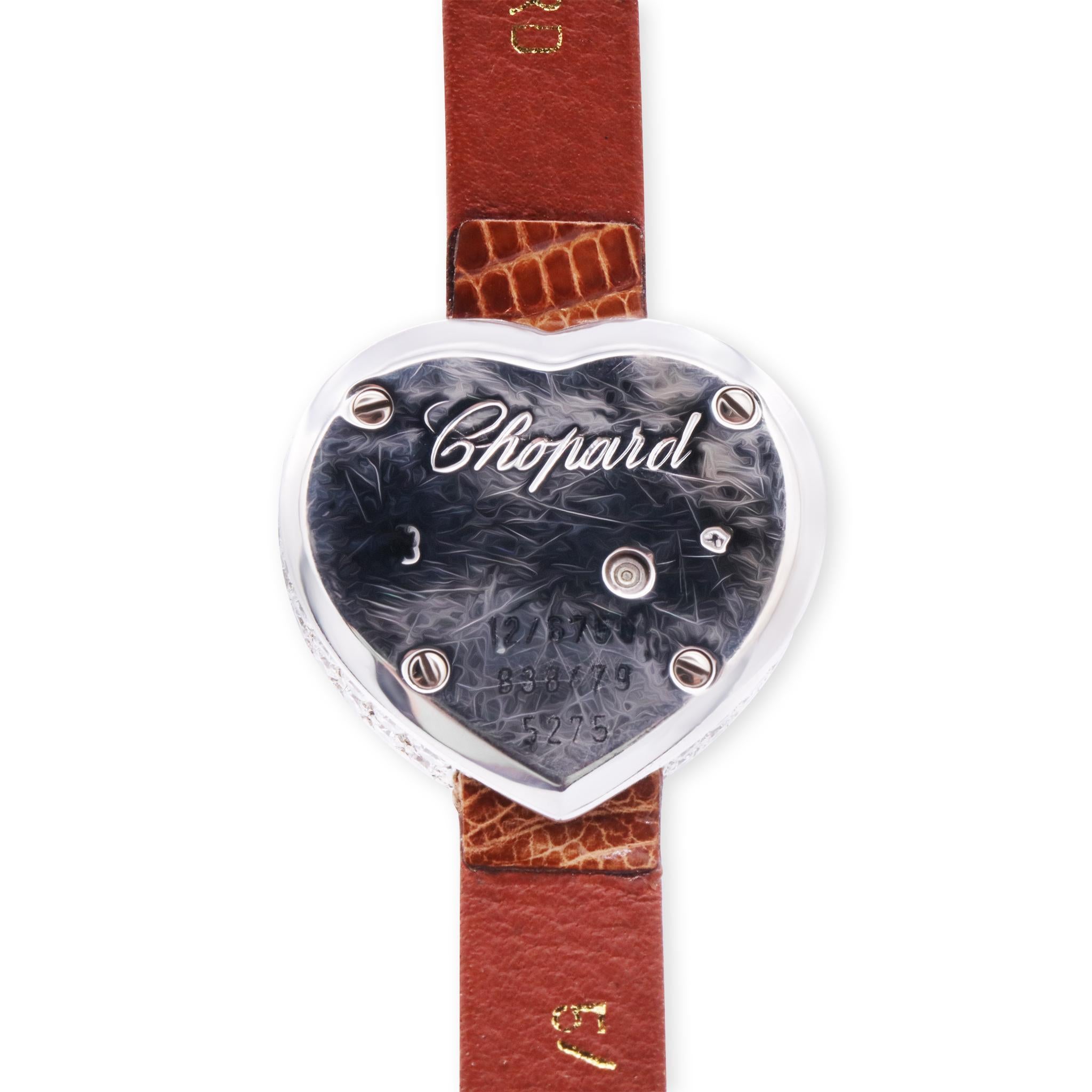 Women's or Men's Chopard Heart 18K White Gold MOP Diamonds 5275 Ladie's watch For Sale
