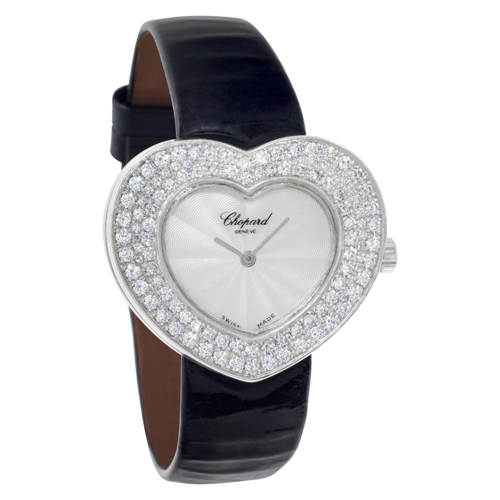 Chopard Heart Watch in 18k White Gold with Custom Diamond Bezel Ref. 5631 In Excellent Condition In Surfside, FL