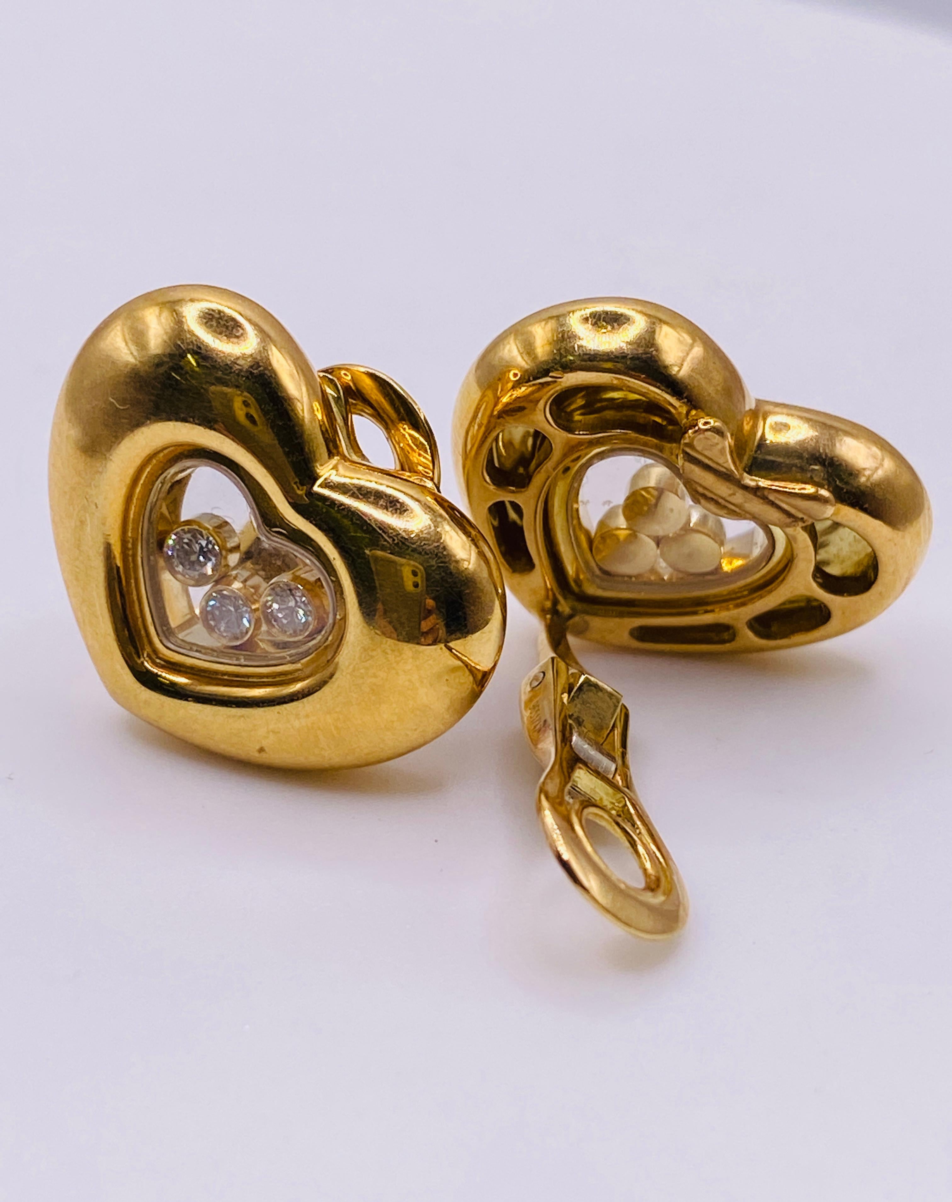 Brilliant Cut Chopard Heart Clip Earrings with Dancing Diamonds For Sale