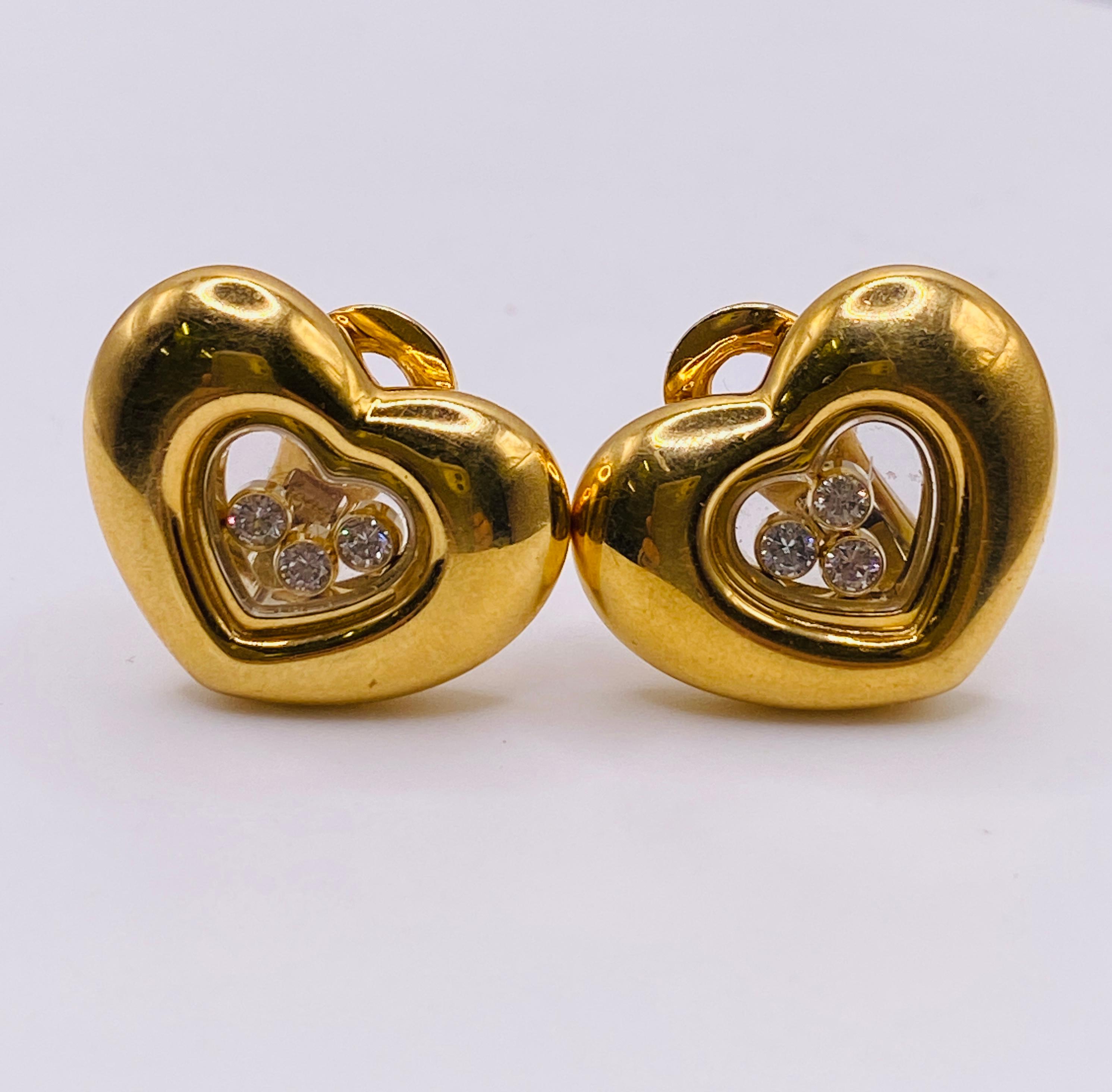 Chopard Heart Clip Earrings with Dancing Diamonds In Good Condition For Sale In DALLAS, TX