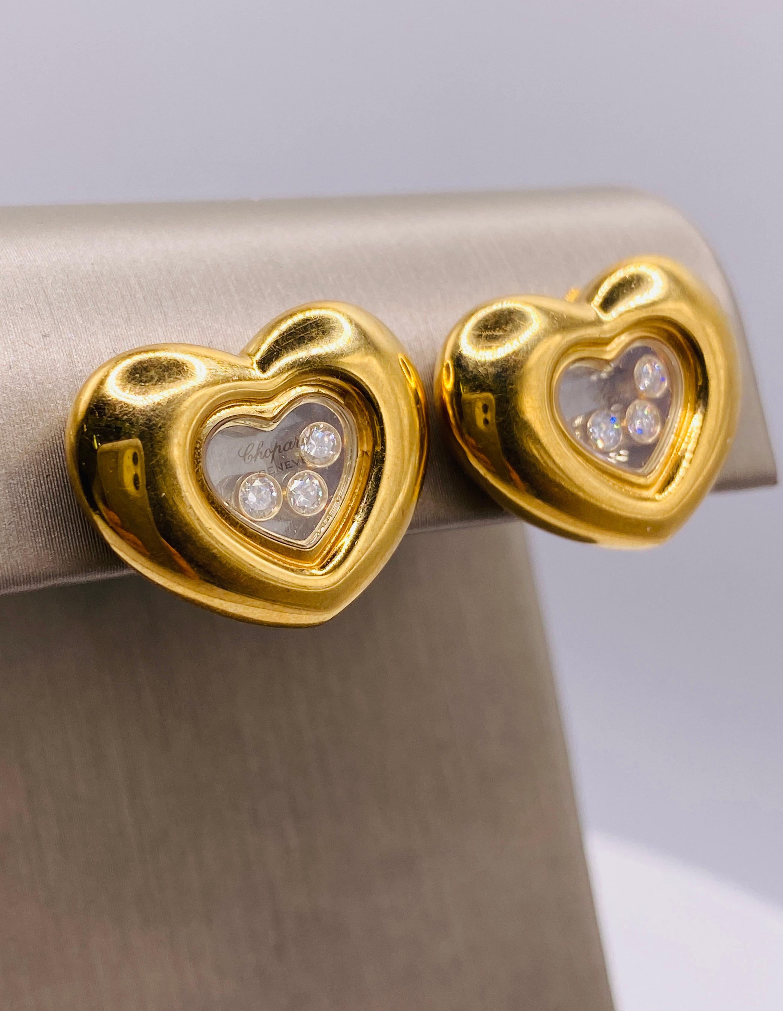 Women's or Men's Chopard Heart Clip Earrings with Dancing Diamonds For Sale