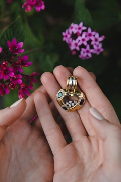 Chopard Happy Diamonds Heart Pendant Emerald Ruby Sapphire Box, 1980