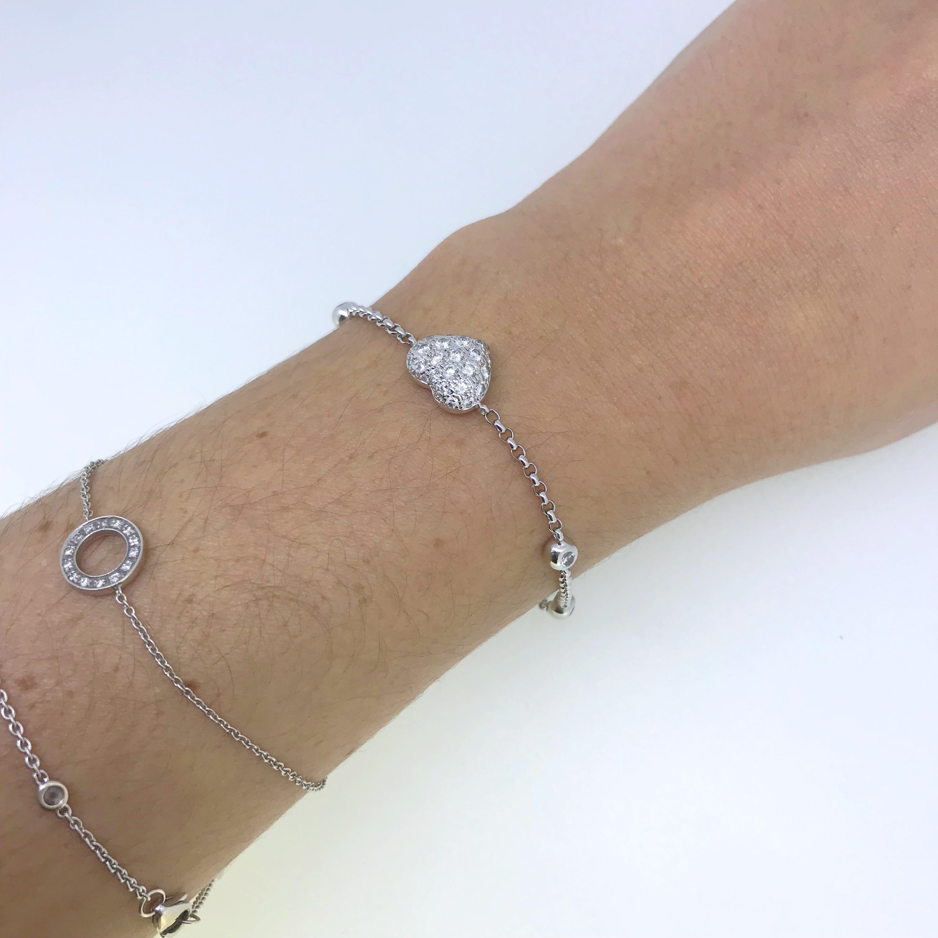 Chopard Heart Multi Diamond White Gold Chain Bracelet In Good Condition In London, GB