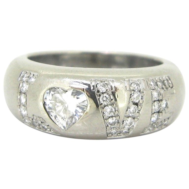Chopard Heart Shape 0.40 Carat Diamond Love White Gold Band Ring For Sale  at 1stDibs
