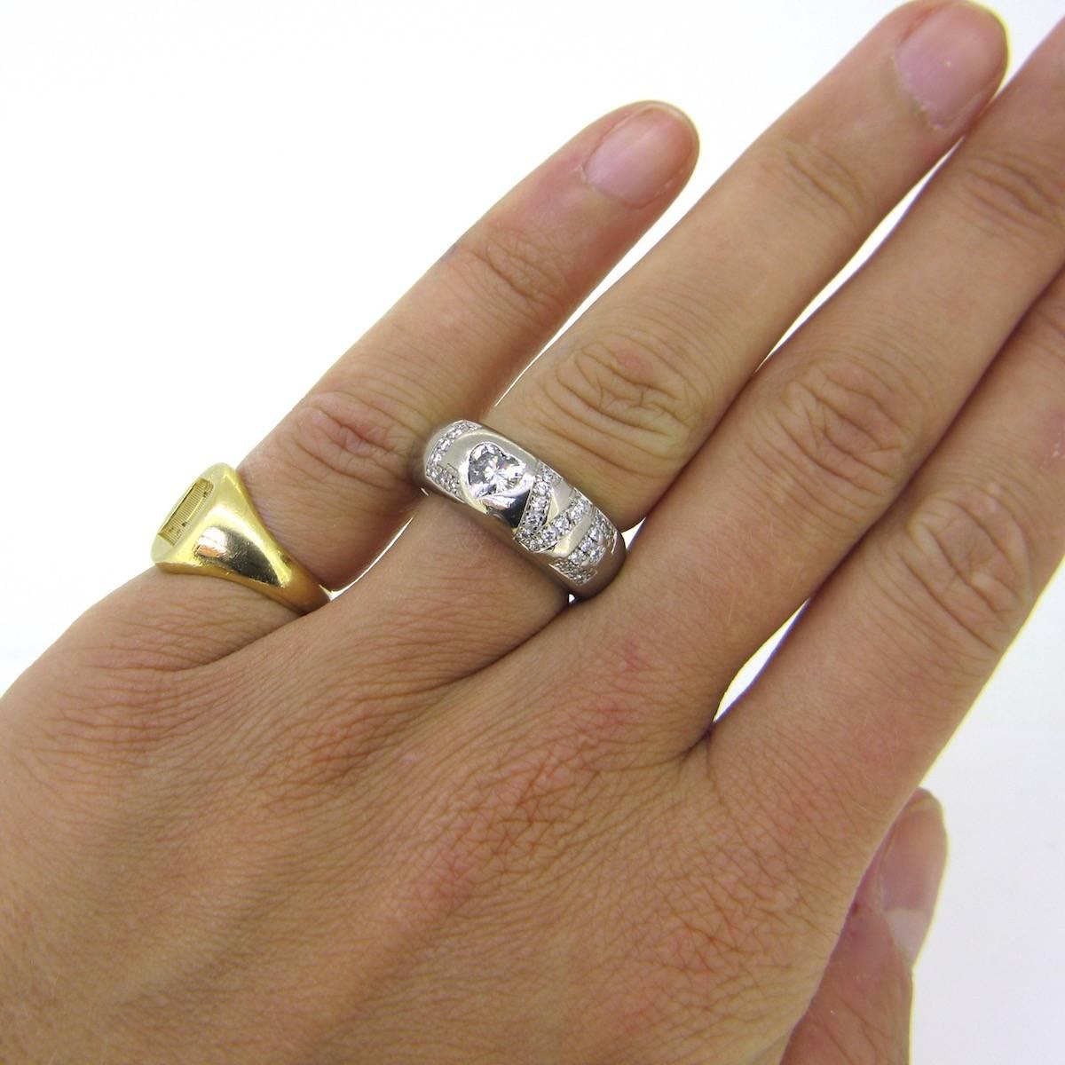 Modern Chopard Heart Shape 0.40 Carat Diamond Love White Gold Band Ring