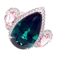 Chopard High Jewelry Diamond Large Green and Pink Tourmaline White Gold Ring