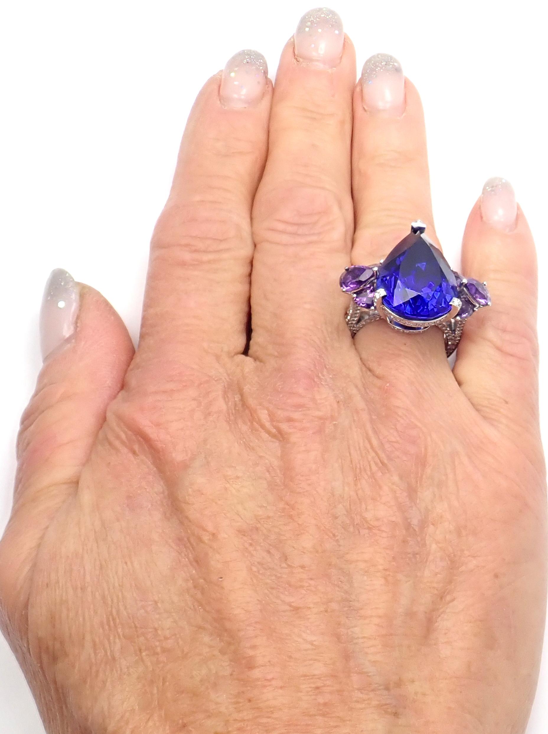 Chopard High Jewelry Diamond Large Tanzanite Amethyst White Gold Ring For Sale 2