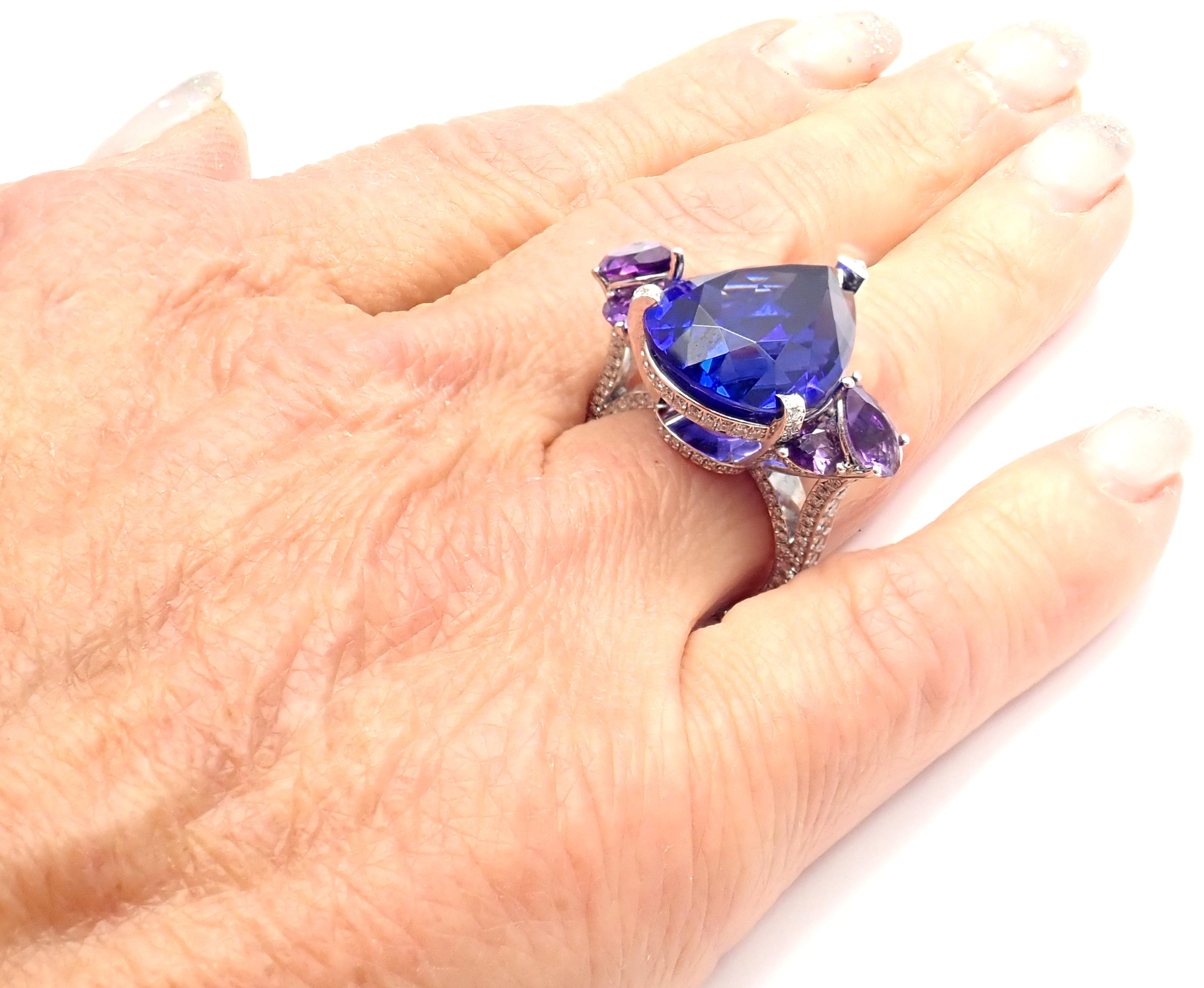 Chopard High Jewelry Diamond Large Tanzanite Amethyst White Gold Ring For Sale 3